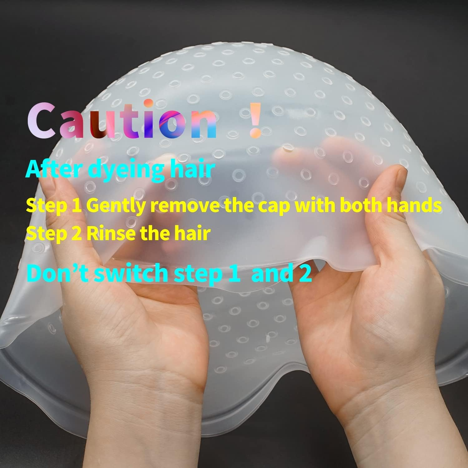 Pre Holes Highlighting Cap Reusable Bleaching Silicone Hair Highlight Cap with Hook Thick Hair Cap for Highlights DIY Dyeing Color image number 6