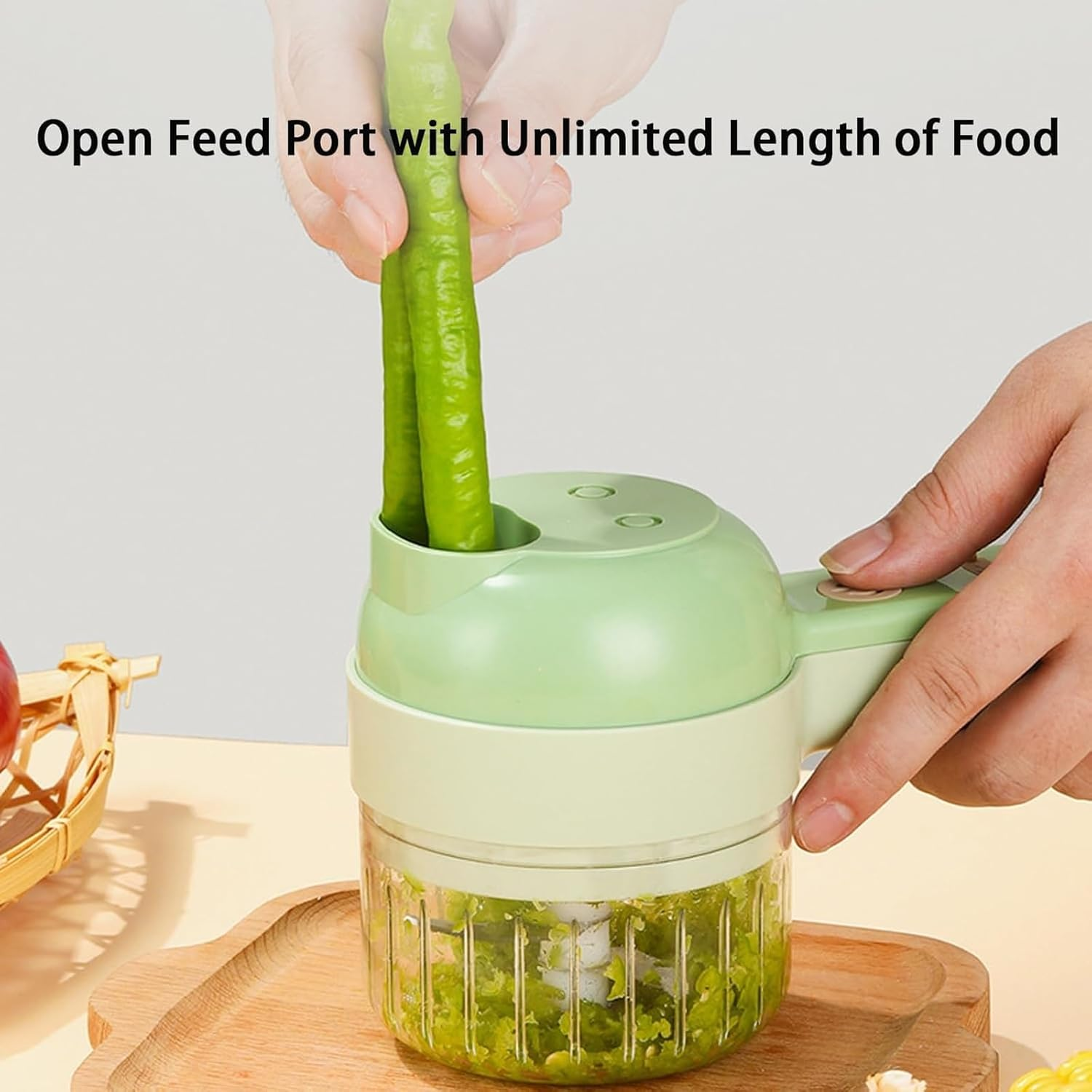 Sliceease Chopper, 4 in 1 Multi-Functiona Picador Electrico De Verduras Y Vegetales, Sliceease Rechargeable Electric Vegetable Set, Wireless Grinder, for Home Kitchen(Green) image number 5