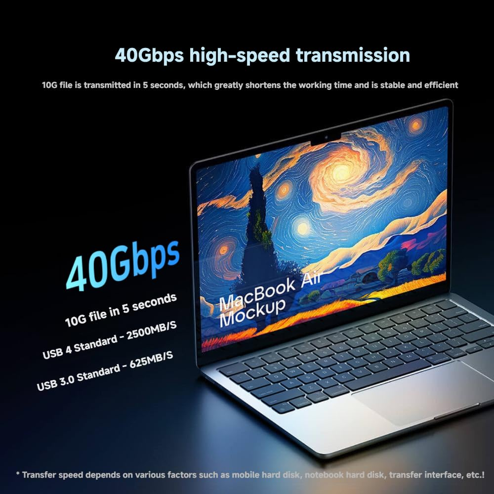 BASEMO Usb4/Thunderbolt 4 Braided Cable 1M, 40Gbps High Speed Data, 8K@60Hz Video, 240W PD 3.1 Fast Charging, USB C Cord for Macbook, SSD, Iphone 15, Monitor image number 4