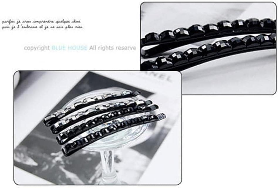 Pack of 2 Diamond Hair Clips, Black Rhinestone Hair Pins for Women, Hair Clips, Hair Care and Styling Glitter Hair Decoration for Women, Metal Hair Clips