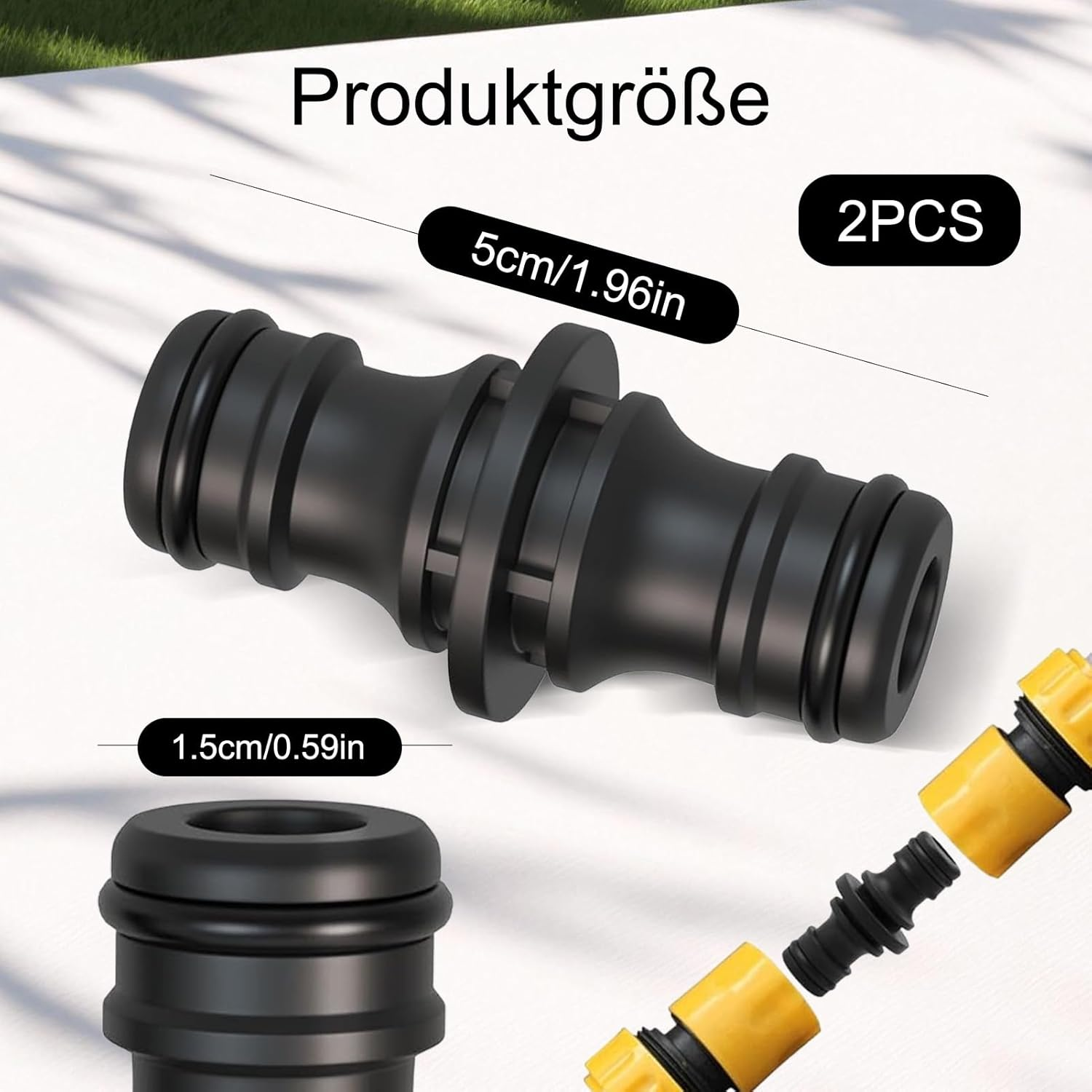 Gardena Hose Connector, Connection Part for Secure Hose Connection, Hose Connector, 1/2 Inch, Double-Sided Hose Coupling, for Garden and Home Hose, Black, Pack of 2 image number 2