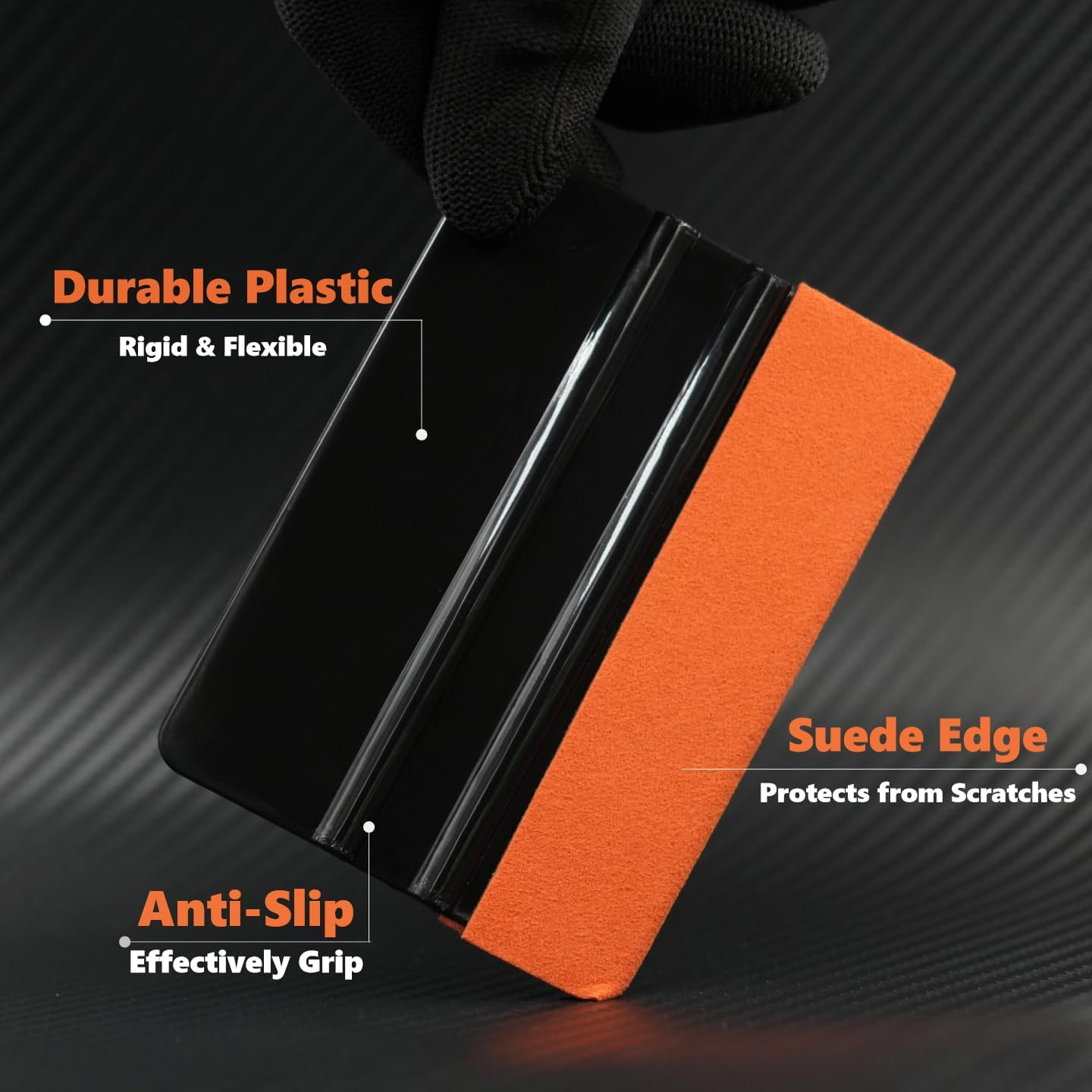 Vehicle Vinyl Wrap Kit, Window Tint, Wallpaper Scraper, Rubber Squeegee, Spray Bottle, Gloves, Auto Edge Trimmer Bulk, DIY Knife, Cutter, Car Solar Film Installation Tool, Black&Orange, 22In1