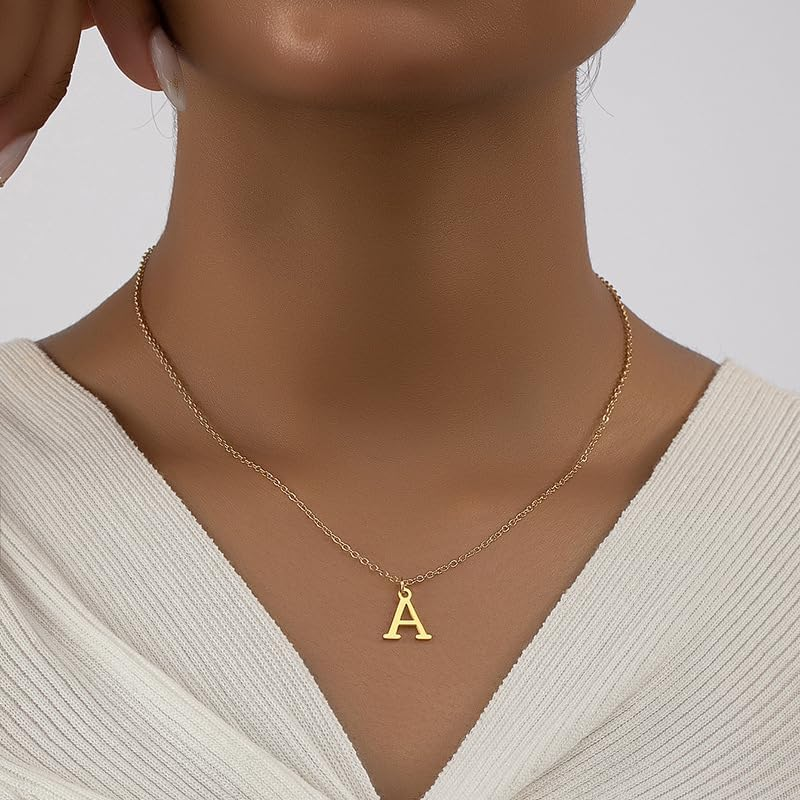 Gold Initial Necklace for Women Girls Dainty Choker Letter Necklace