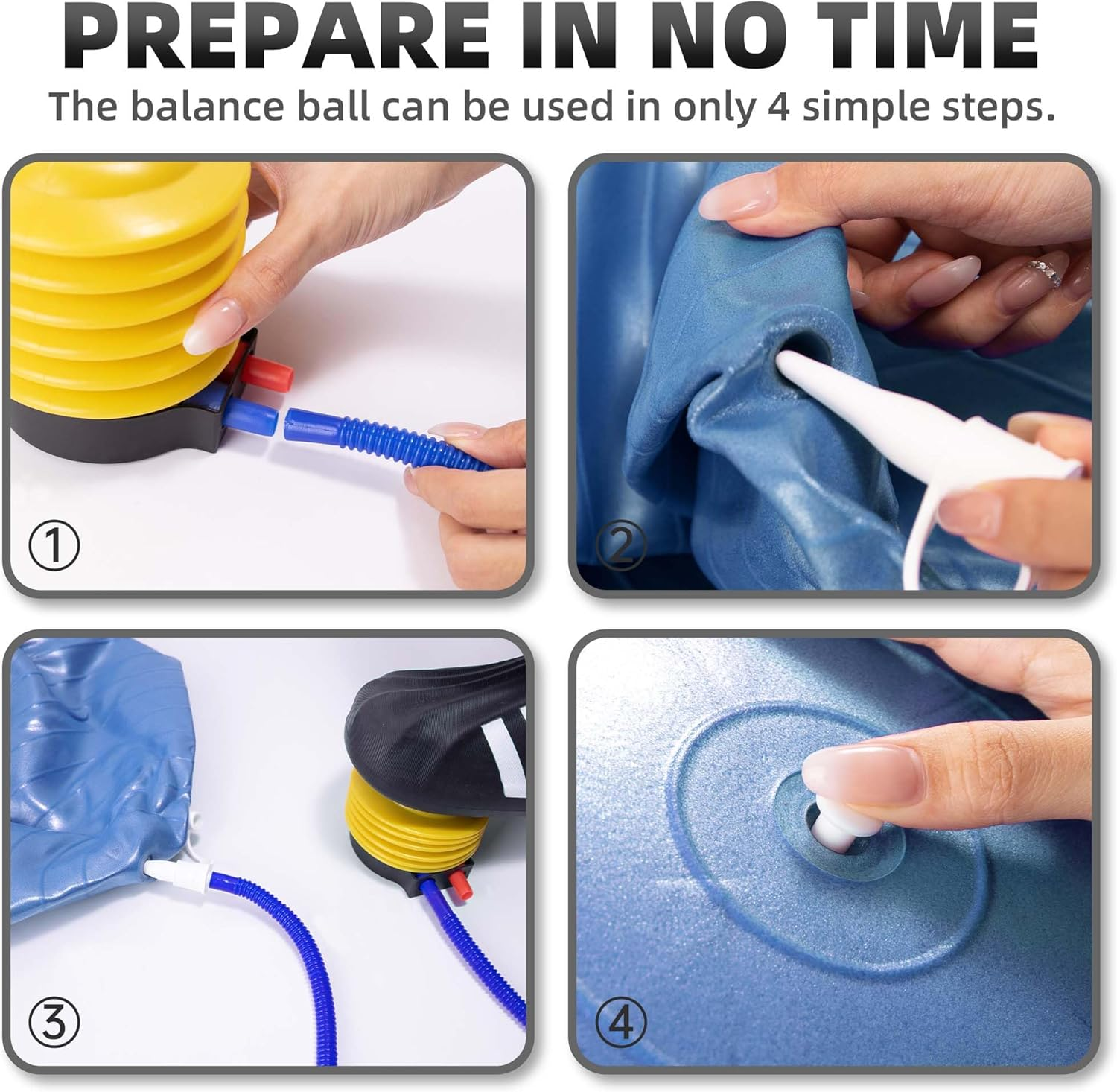 Anti-Burst Exercise Ball,Yoga Ball Chair with Pump Device,Non-Slip Matte Pilates Ball,Balance Ball for Stretching Core Yoga Pilates Birthing Pregnancy Stability Gym Workout Training - Blue-55Cm image number 2