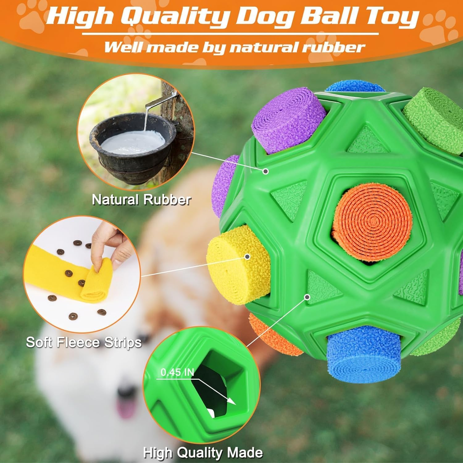 Interactive Dog Toys Snuffle Ball with Dog Bowl Encourage Natural Foraging Skills Slow Food Training to Relieve Boredom and Stimulating,Cloth Strip with Hidden Food Dog Puzzle Toys for Any Size Dogs image number 4
