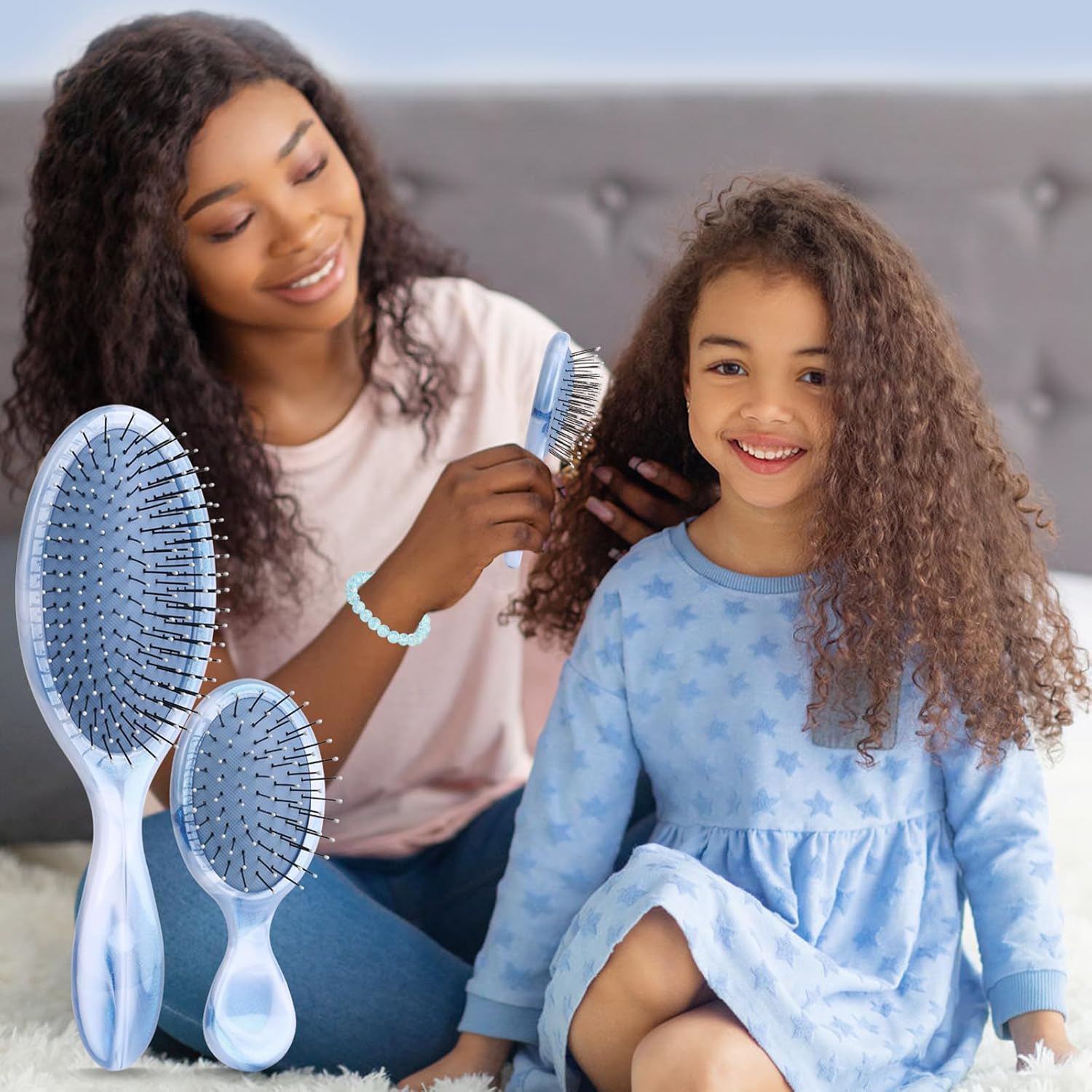 Daily Gard 2 Pack Detangler Hair Brush and Mini Hair Brush, Dry and Wet Hair Brush for Women Men Girls, Detangling Hairbrush for Wet/Dry/Curly/Thick/Long/Wavy/Damaged Hair, Blue - Green image number 6