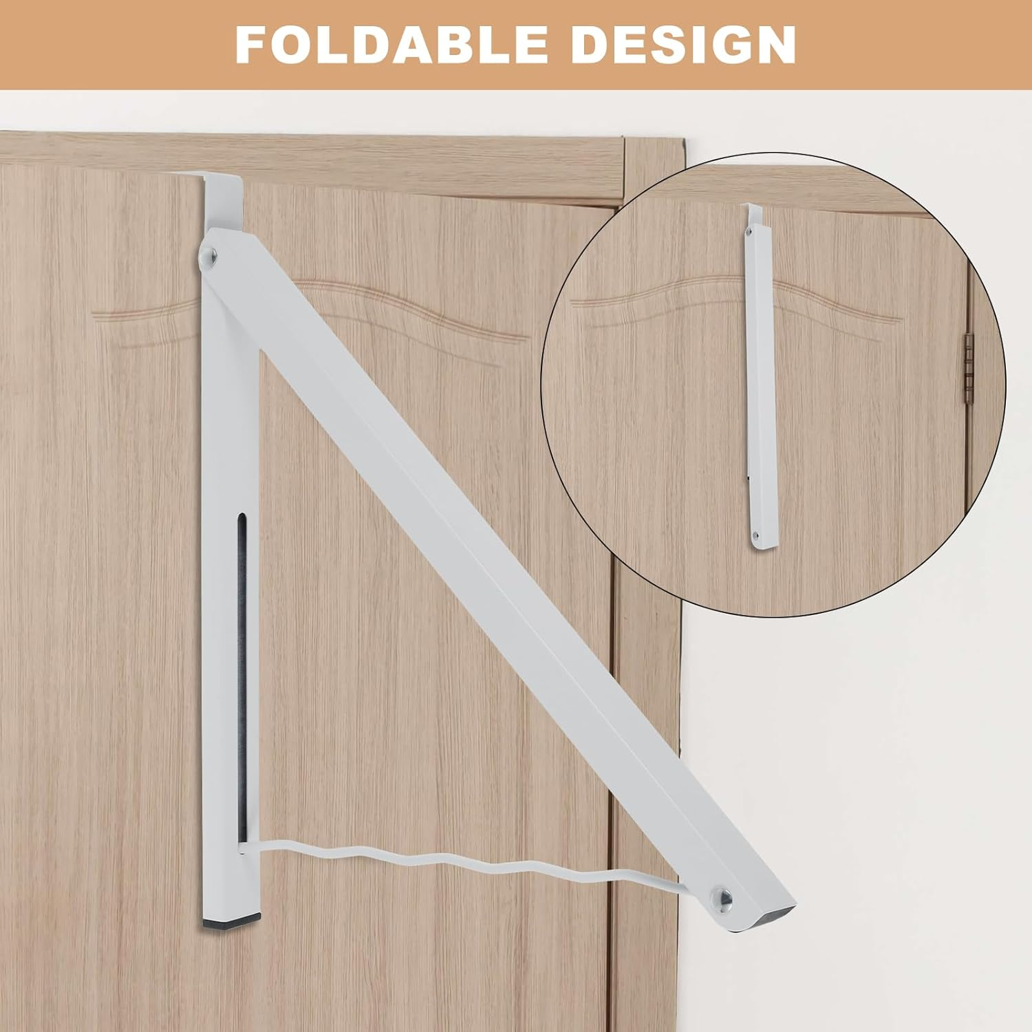 2Pcs over the Door Hanger Metal Foldable Hanging Rack 20Lbs Weight Capacity Collapsible Clothes Drying Single Rod Laundry Hanger Hook Closet Hanger Organizer for Bedroom Bathroom (White) image number 1