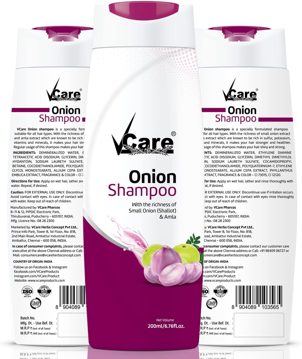 Vcare Onion Shampoo for Hair Growth and Hair Fall Control - with Small Onion and Amla -200 Ml Suitable for Both Men & Women image number 6