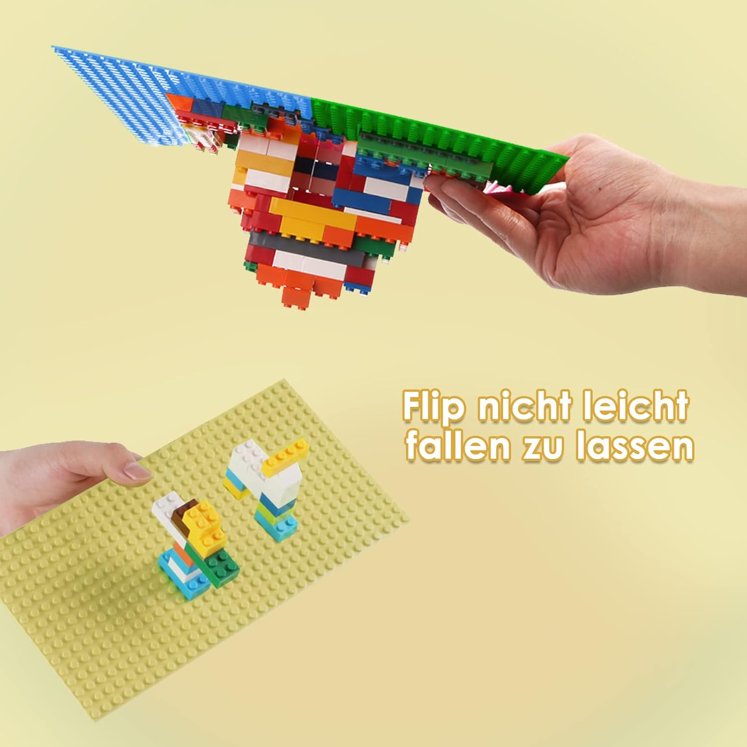 Shinefinder 8 Plate Set Building Plates Compatible with Most Brands, Rectangular Base Plates 25.6 X 12.8 Cm with 16 X 32 Nubs for Creative Play (Sand, 25.6 X 12.8 Cm) image number 4