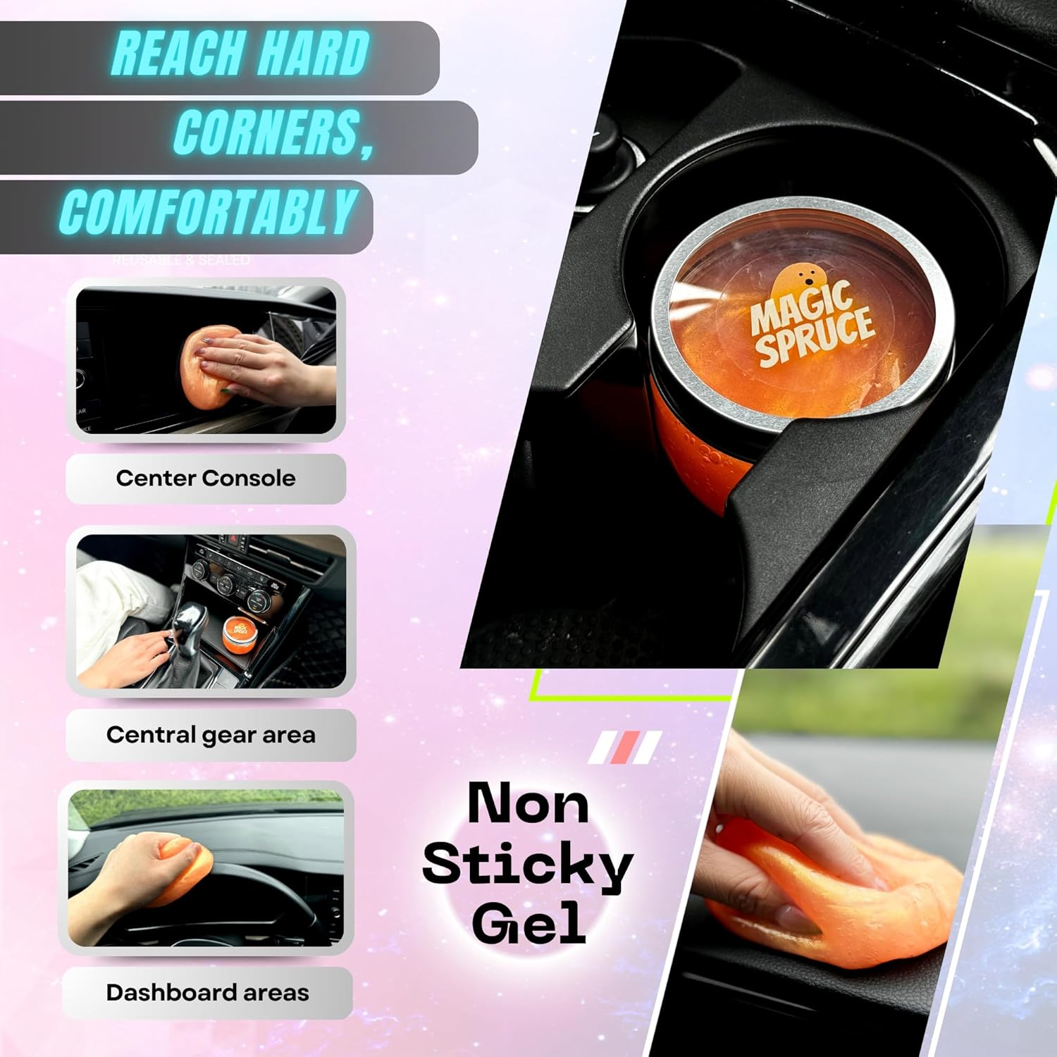 Toysbutty Car Cleaning Gel Kit for Car Interior, High End Peach Scented Cleaning Putty in Classy Jar, Detailing Cleaning Gel Universal Dust Cleaner, for Keyboard Apple Laptop, Car Cleaning Supplies image number 2