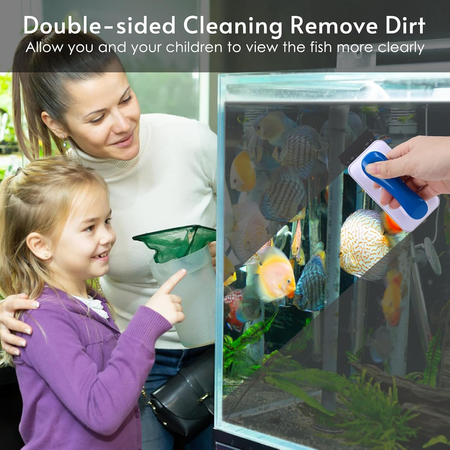 COVVY Magnetic Fish Tank Cleaner Brush,Floating Magnetic Aquarium Fish Tank Glass Algae Scrubber Cleaner Brush Tools for Aquatic Algae Cleaning (M) image number 3