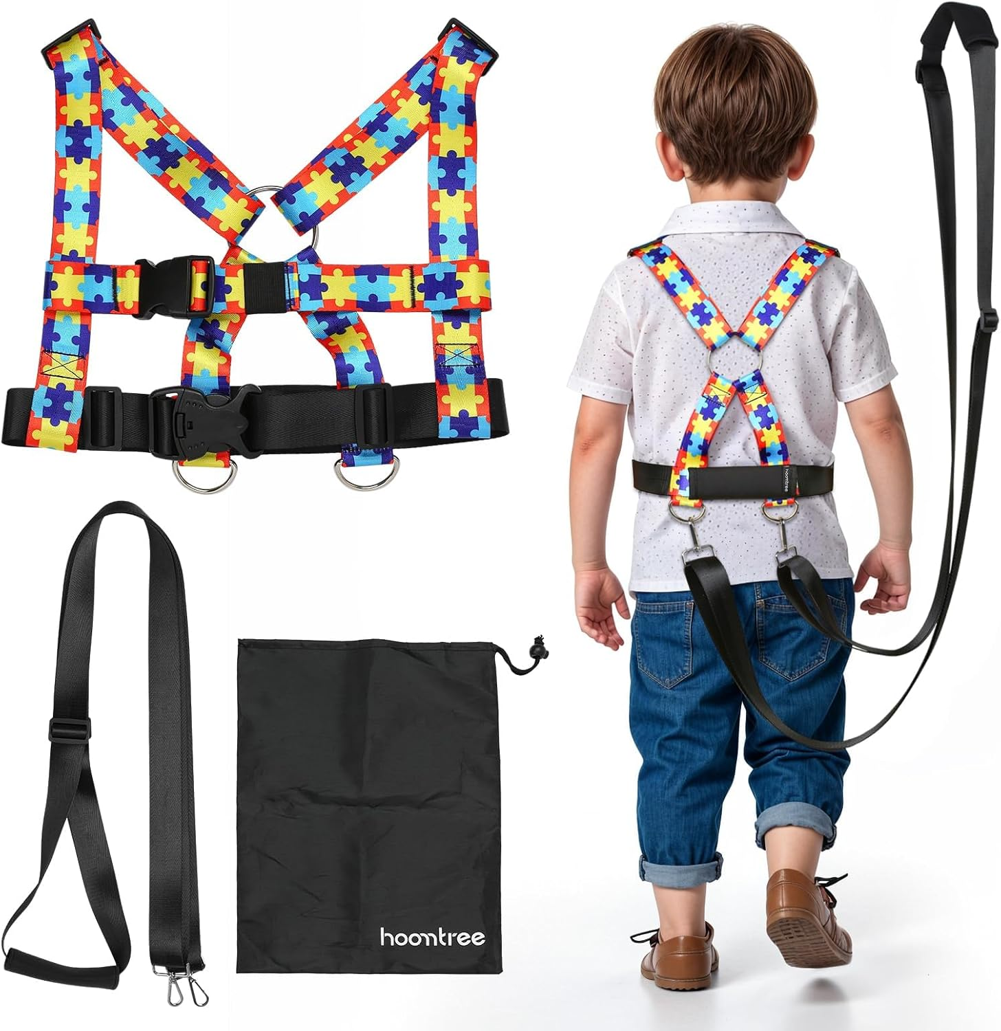 HOOMTREE Safety Harness Leash for Special Needs Child Aged 3-12 Years Fully Ajustable, Sturdy Walking Harness for Older Children with Grab Handle, Keeping Active ADHD/ASD Autism Kids Safe in Public