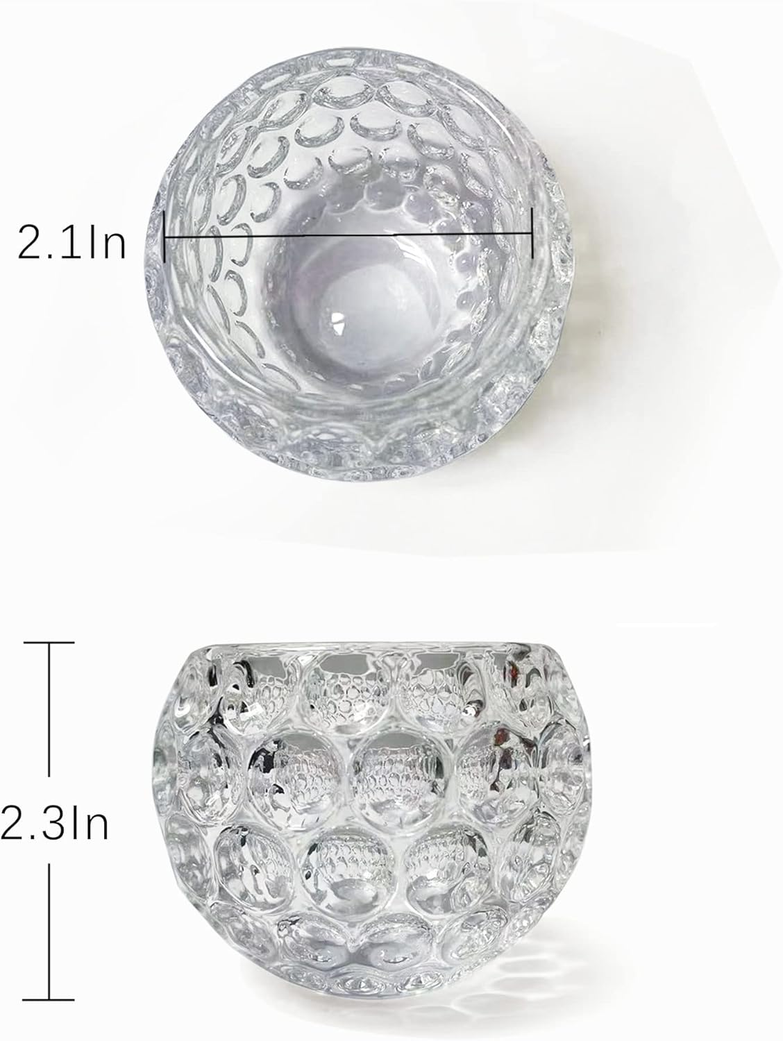 Crystal Circular Candle Holders，Small Glass Candlestick Holders, Clear Glass Candle Holders Bulk for Table Centerpiece,Wedding ,Valentines Day, Party, Windowsill, Festival（2 PCS） image number 3