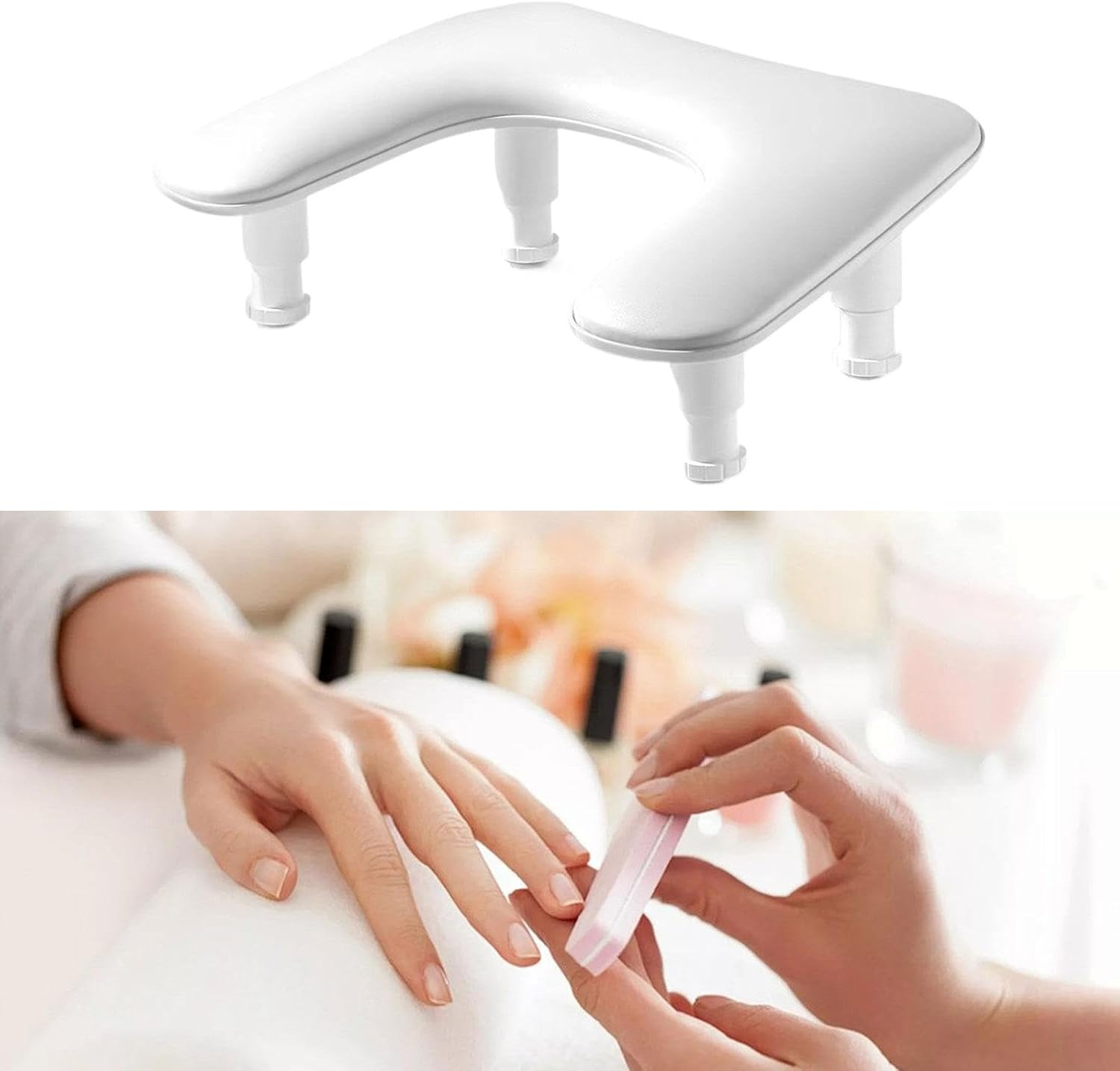 TENOL Nail Art Hand Rest Nail Arm Rest Pillow Professional Nail Art Hand Holder Manicure Tool Adjustable Height, White
