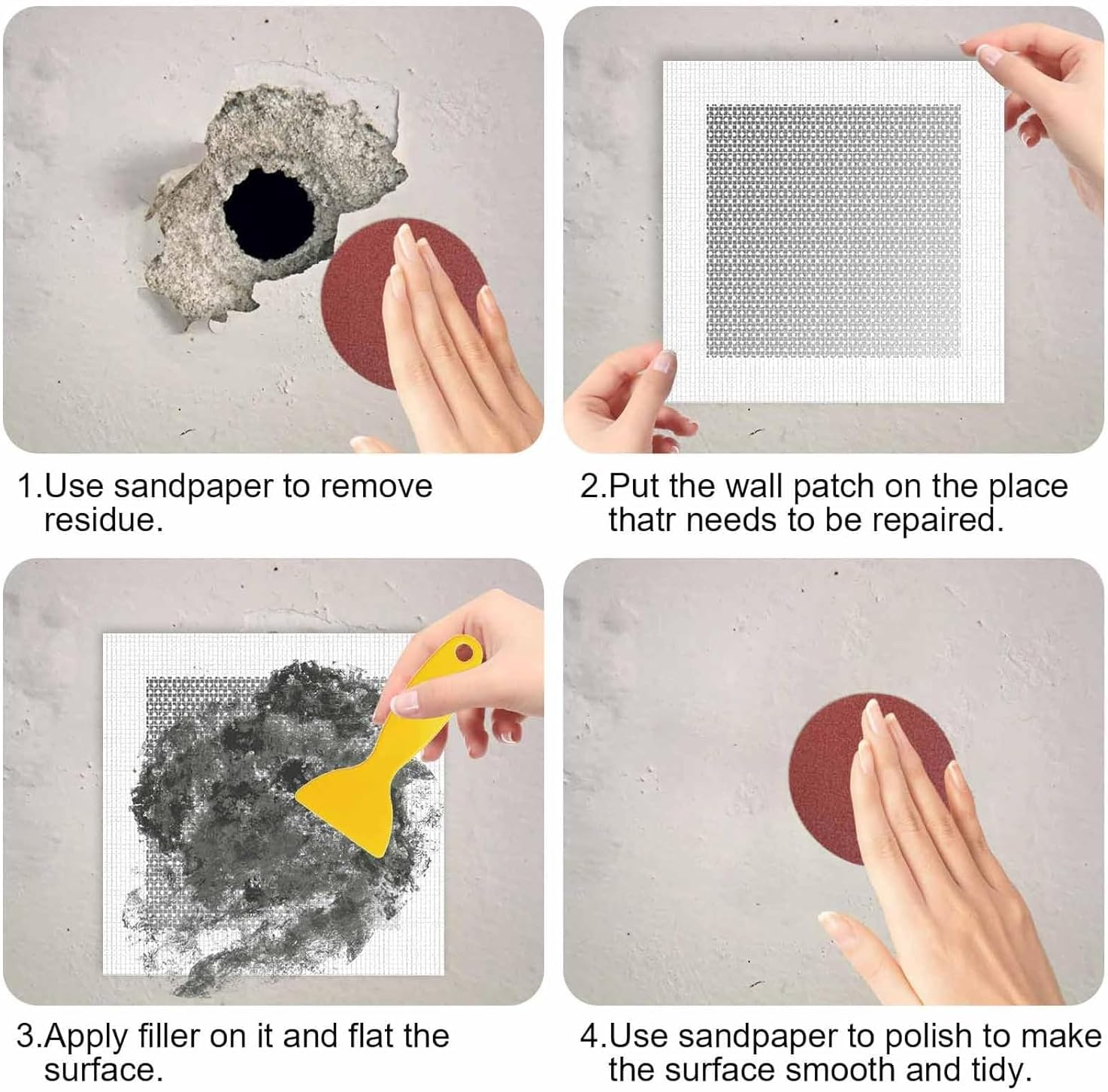 Betterjonny 23Pcs Drywall Repair Kit - 2/4/6/8 Inch Self Adhesive Patch for Wall Hole Repair - Dry Wall Patching Kit for Broken Walls image number 6