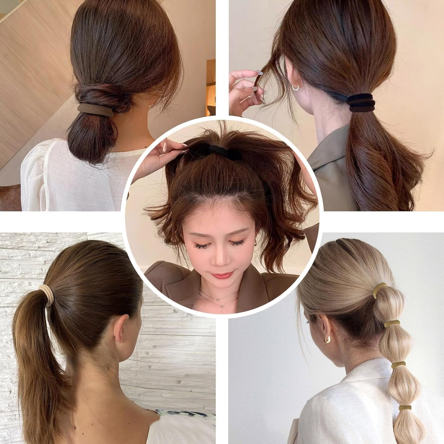 Hanyousheng Pack of 50 Women'S Hair Bobbles, Hair Bobbles Girls, without Metal Braid Elastics, Premium Rubber Bands, Hair Bands, for Girls, Men, Women image number 3