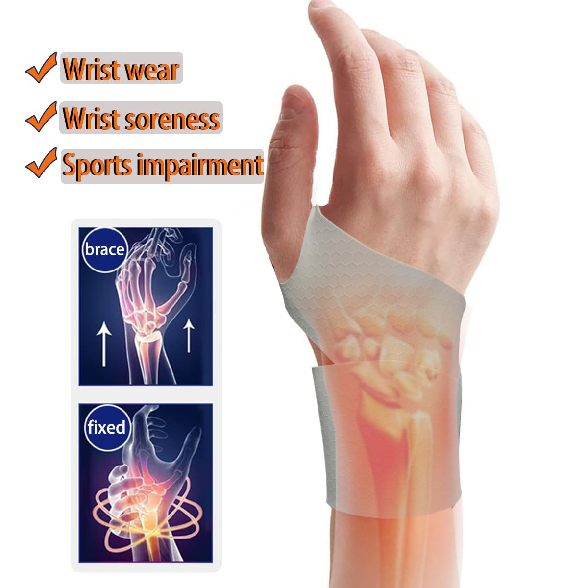 Carpal Tunnel Wrist Brace，【Silicone Material】Wrist Tendon Sheath Joint Protection， Lightweight and Adjustable Wrist Support Brace，Universal for Both Hands，Pain Relief，Lightweight, Breathable, Sweat Wicking，For Men and Women，Suitable for Housework, Sports (1, Gray) image number 4