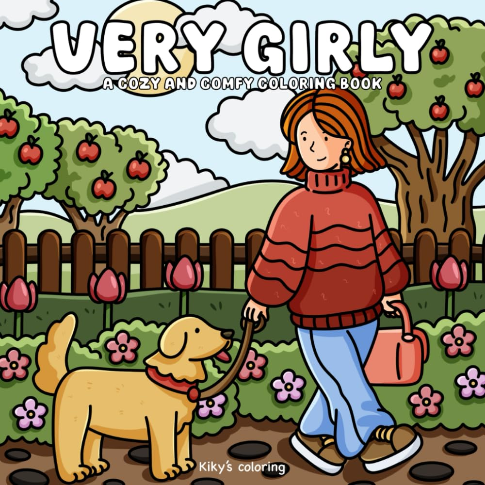 Cozy & Girly: Bold and Easy Girly Coloring Book for Adults, Teens, and Kids. Featuring Super Cute Girls in Super Cute & Cozy Scenes. Ideal for Stress ... Thick Lines - Adorable Designs - Girly Theme) image number 1