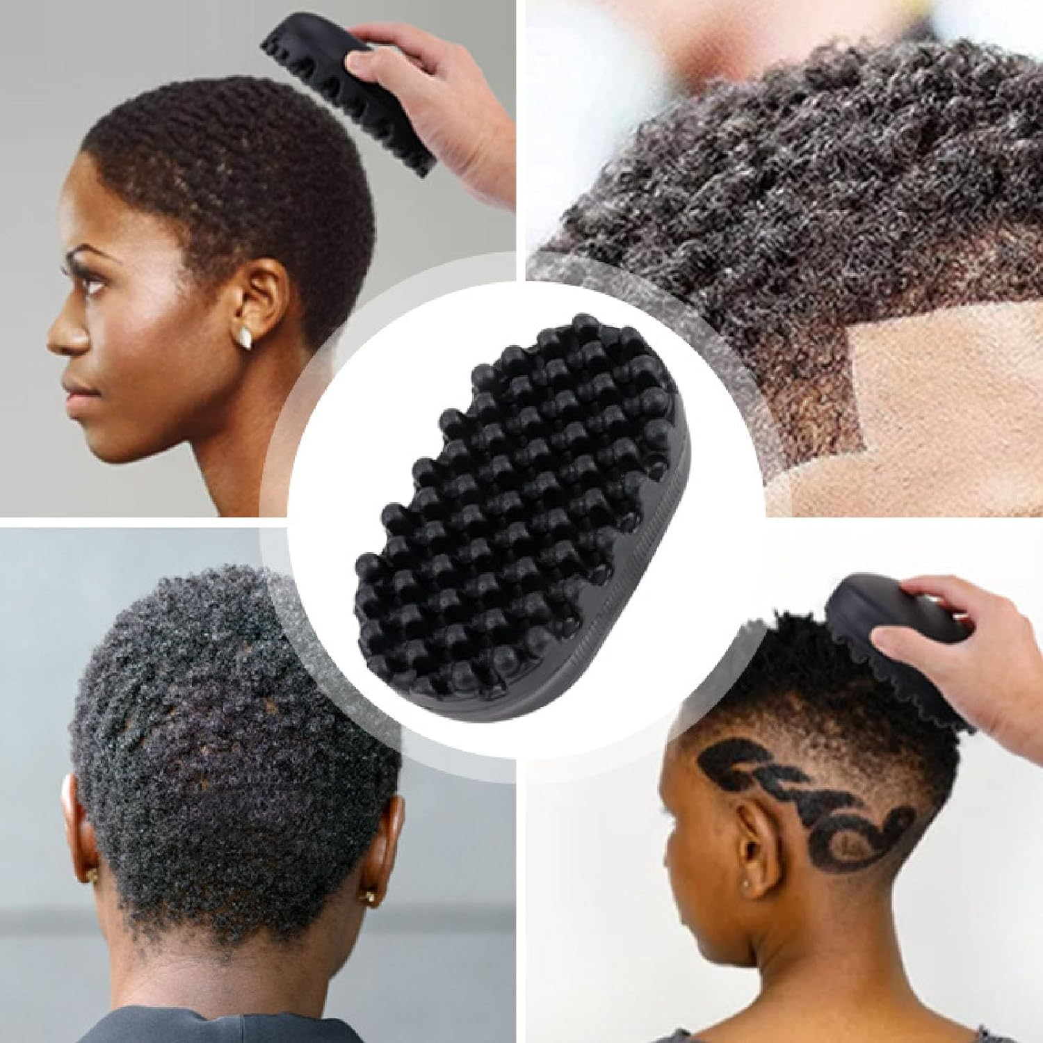 ASHATA Silicone Curl Brush, Curling Twisted Hair Brush, Afro Hair Sponge Barber Brush, Washable Afro Braid Dreadlocks Comb, Hair Twist Curl Comb for Barber image number 5