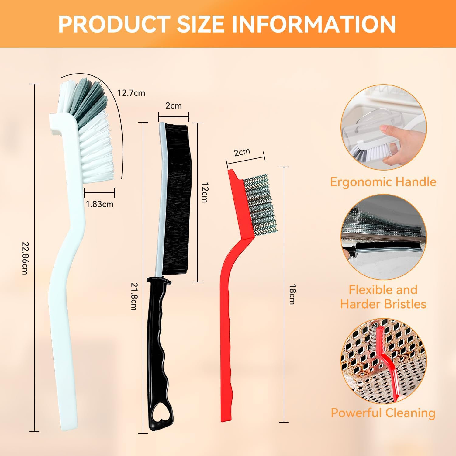 Shanghigh Crevice Cleaning Brushes - 8PCS Scrub Brush Toliet Cleaner, Grout Brush Set Clean Tools for Groove Corner, Home Essentials, Hard Bristle Cleaning Supplies for Kitchen, Bathroom and Toilet image number 2