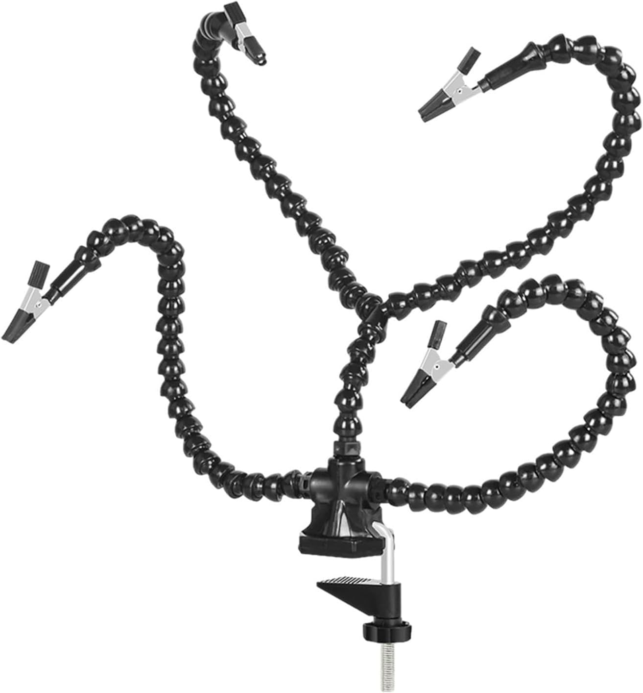 Third Hand Tool - 4 Flexible Arms with Adjustable Table Desk Clamp,4 Soft and Flexible Arms with Adjustable Clips 360 Degree Rotating Third Hand Tool for Soldering, Puchen - Blue image number 6