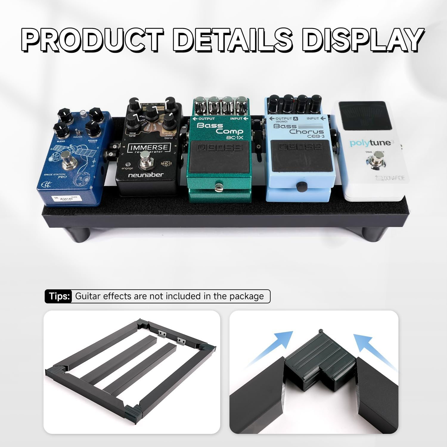 Ghost Fire Guitar Pedal Board Aluminum Alloy 0.8Lb Super Light Effect Pedalboard13.7''X5.5'' with Carry Bag,Spl-01 image number 2