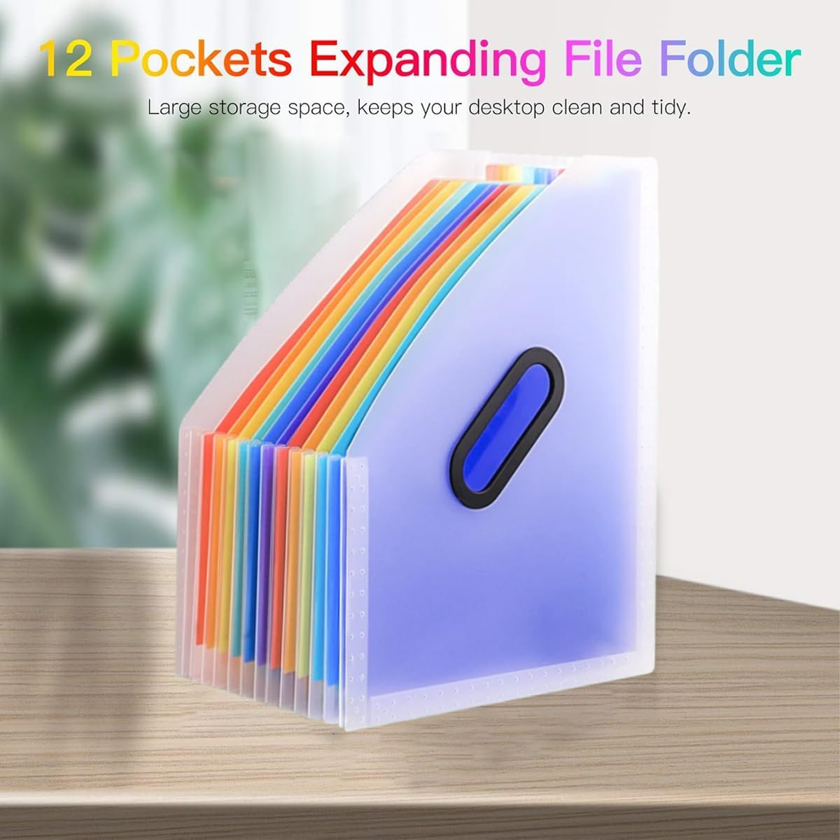AIMALL 2 Pack Vertical Expanding File Folder &ndash; 12-Pocket Accordion Document Organiser, Transparent Colour, Multi-Layer Telescopic A4 Storage, PP Material, 9.25 X 12.99 In image number 2