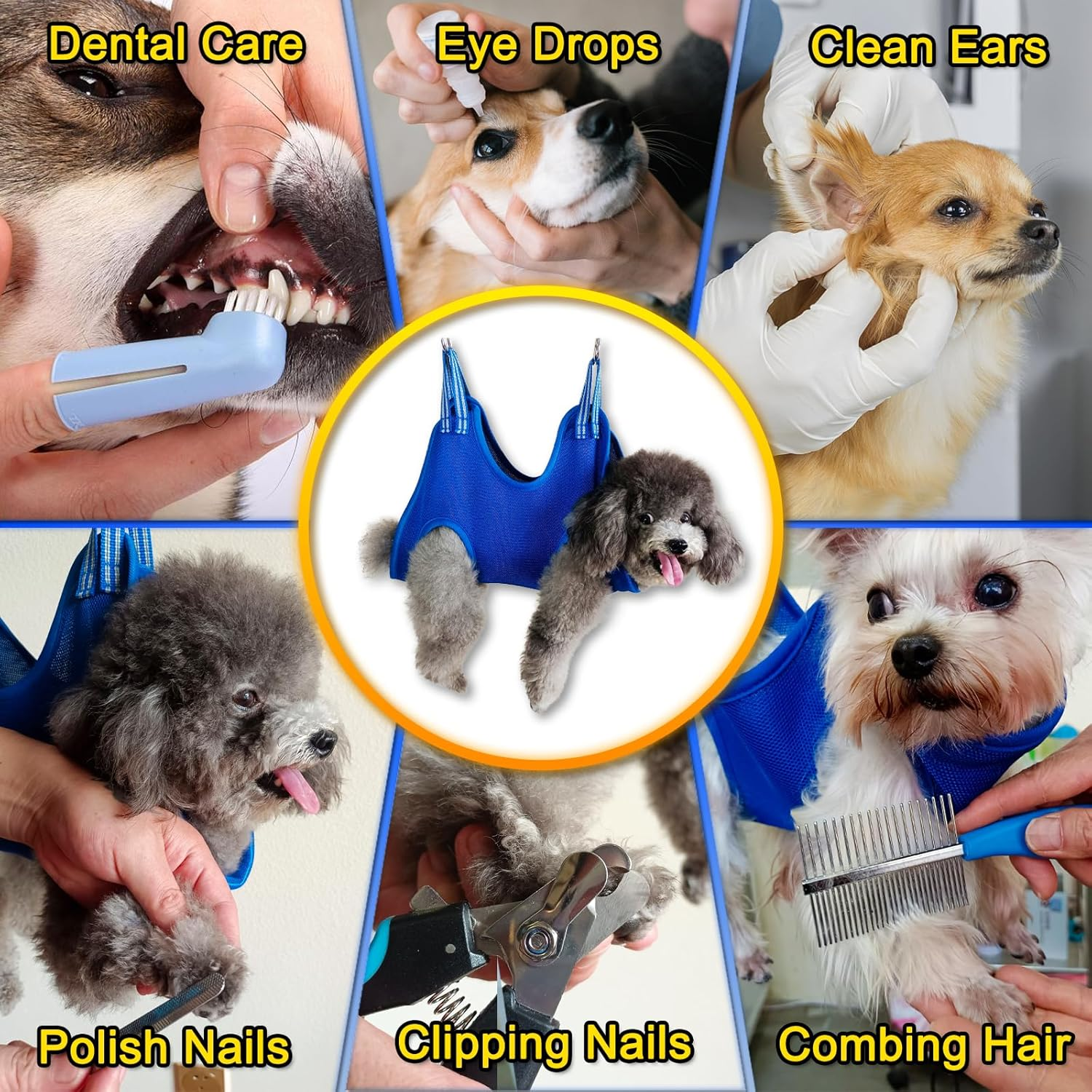 Dog Grooming Hammock Harness, Dog Sling Helper for Nail Trimming, Dog Hanging Hammock Restraint Bag for Nail Clipping/Claw Care (Medium) image number 5