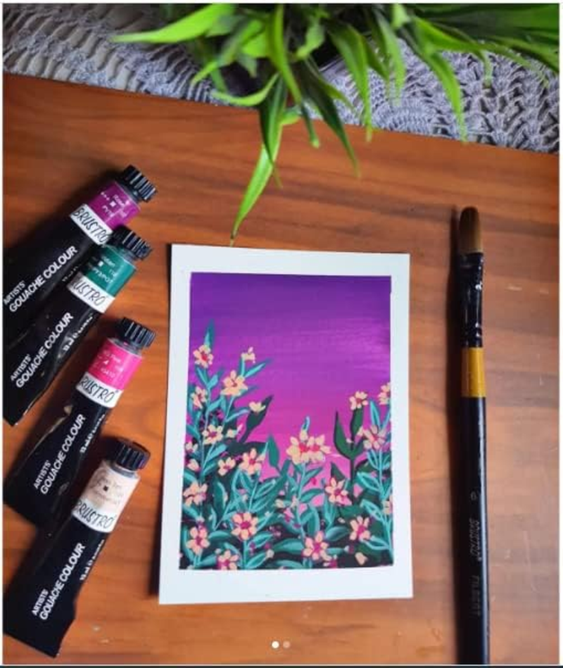 BRUSTRO Artists Gold Taklon Brushes Set of 10| Ideal for Acrylics, Oil Paintings, Watercolour | Long Handle, Bright, Filbert, Flat, Round, Professional Art, School, Office Use.