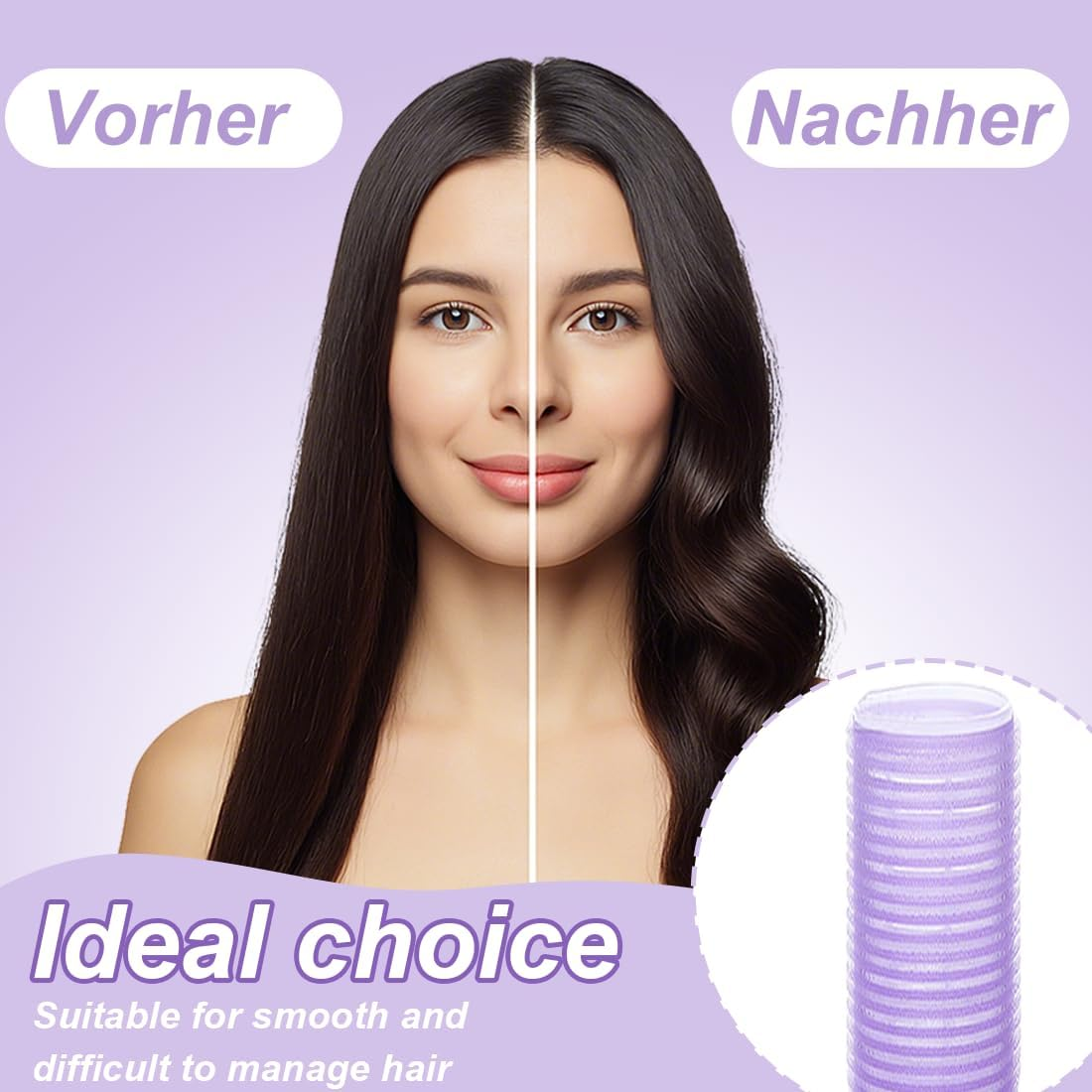 LQIOACU Pack of 12 Hair Rollers, Small Hair Crimper, Curler Self-Adhesive Set, Hair Roller, Hair Rollers Curls for Long Medium Small Hair, 1.5 Cm, Light Purple image number 5