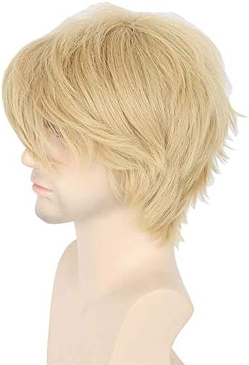 Topcosplay Short Straight Cosplay Halloween Wigs for Women Bob Cut Hair Wig with Bangs Light Blonde - Blue image number 7