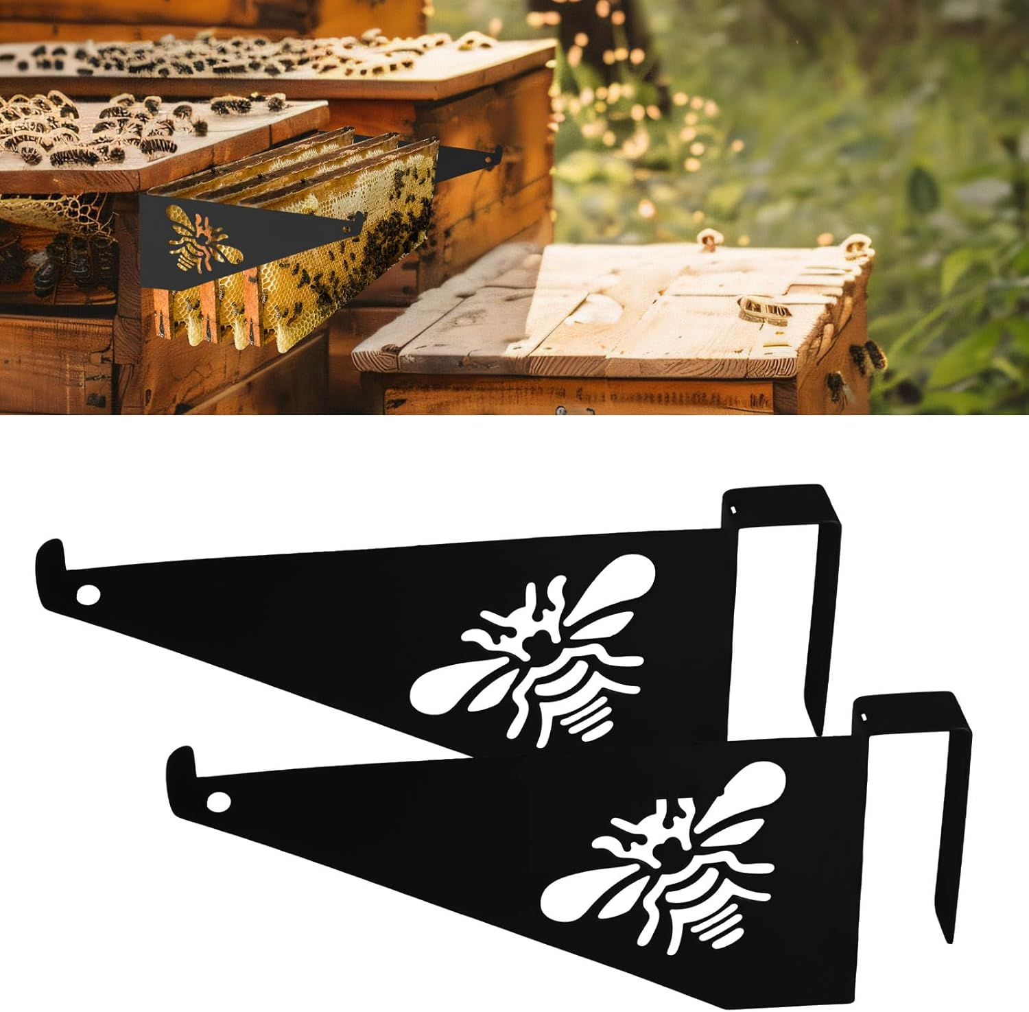 2Pcs Beehive Inspection Bracket, Bee Frame Holders Iron Bee Hive Stand for Honey Harvesting & Inspection Bee Boxes and Frames Starter Kit Beekeeping Supplies (Black) image number 2