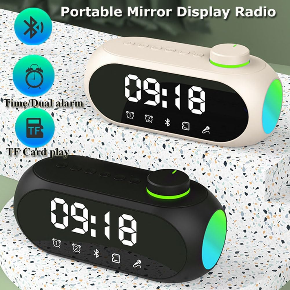 Byttlerom Portable Mini FM Radio Receiver Hifi Sound RGB Bluetooth Speaker with Clock Dual Alarm Clock Support Handsfree -A Easy to Use image number 2