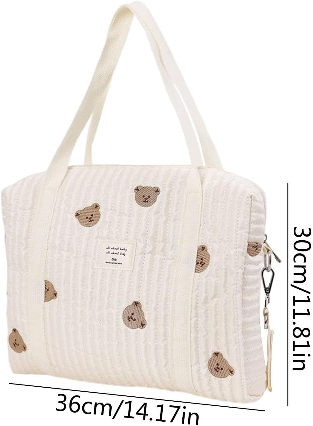 Baby Nappy Changing Tote Bag, Embroidery Baby Nappy Changing Tote Bag,Stylish Large Capacity Cotton Baby Changing Bag, Fashion Portable Quilted Cotton Bag for Weekend Vacation image number 4