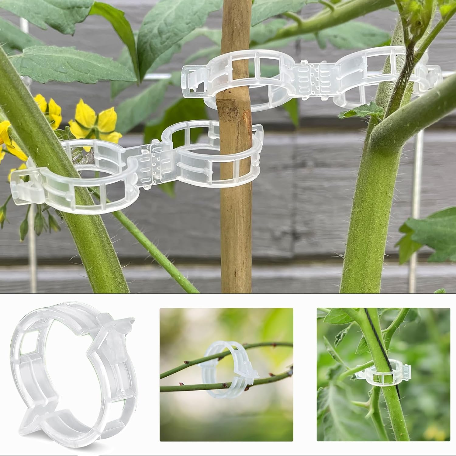 LMXMGRG Plastic Plant Clips Set,Plant Support Clips 100Pcs,2024 Upgrade Plant Vine Clips for Climbing Plants,Tomato,Plant Trellis Clips for Outdoor Makes Plants Healthier image number 2