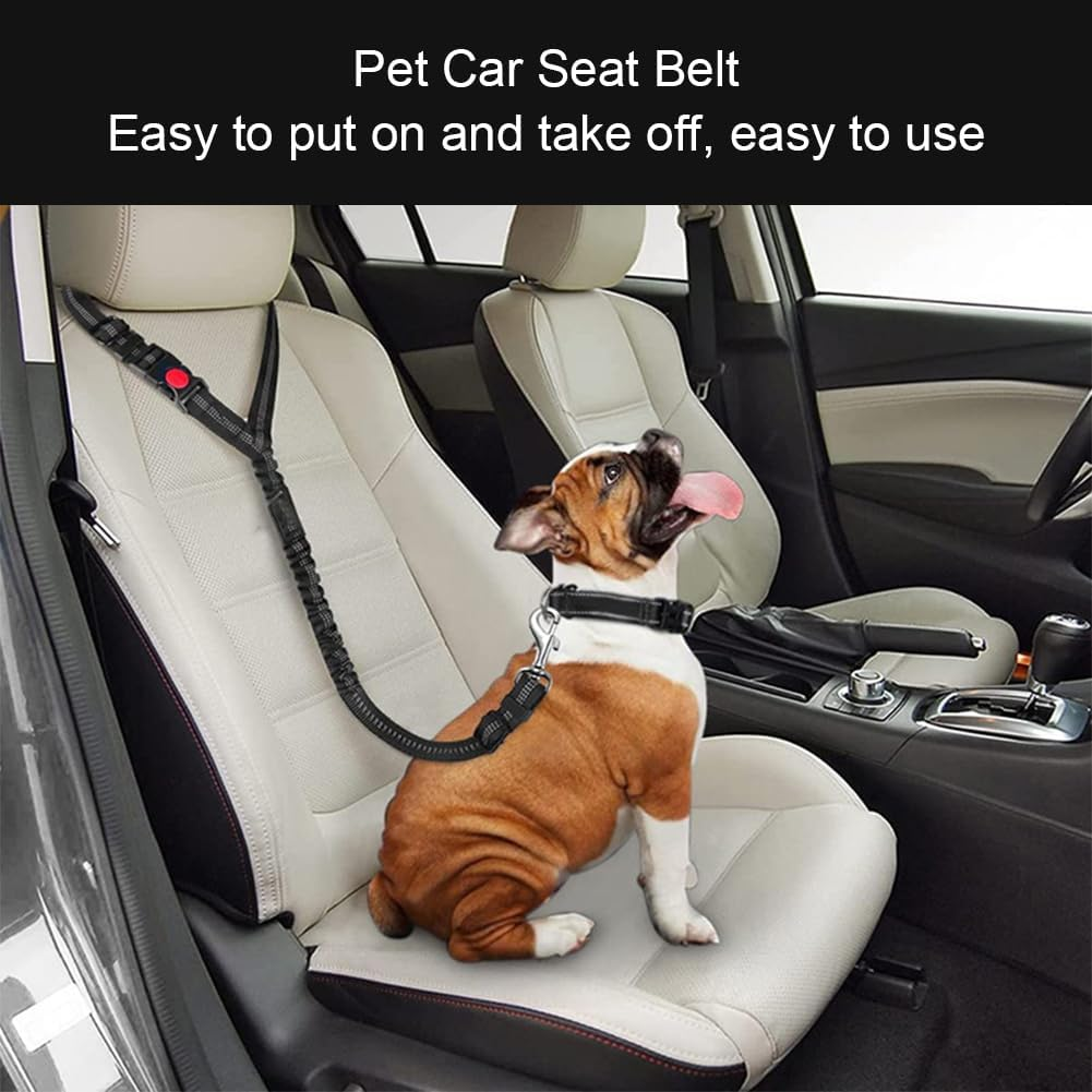 Dog Seat Belt for Car, Safety Harness Dog, Adjustable Seat Belt with Elastic Cushioning, Safety Belt for All Dog Breeds and Car Types, for All Dog Breeds and Cats, Black image number 4