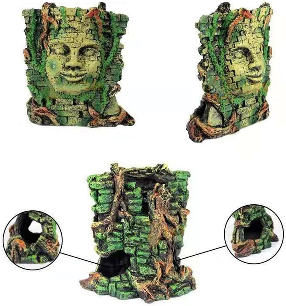 Aquarium and Reptile Tank Decorations, Easter Island Statues, Antique Roman Figures, Resin Ornaments for Aquatic and Terrarium Landscapes - Large Pyramid image number 2