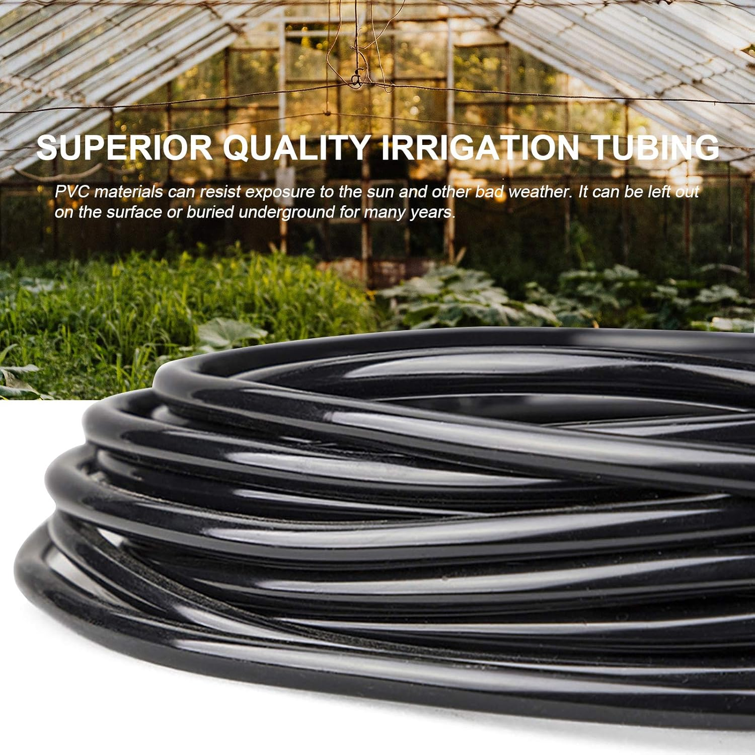 98FT 1 4 Inch Drip Irrigation Tubing Garden Hose Watering Tube Line for Small System Flexible PVC Compatible with Barbed Fittings Easy Install Cut Sun Flower Bed Landscaped Areas image number 5