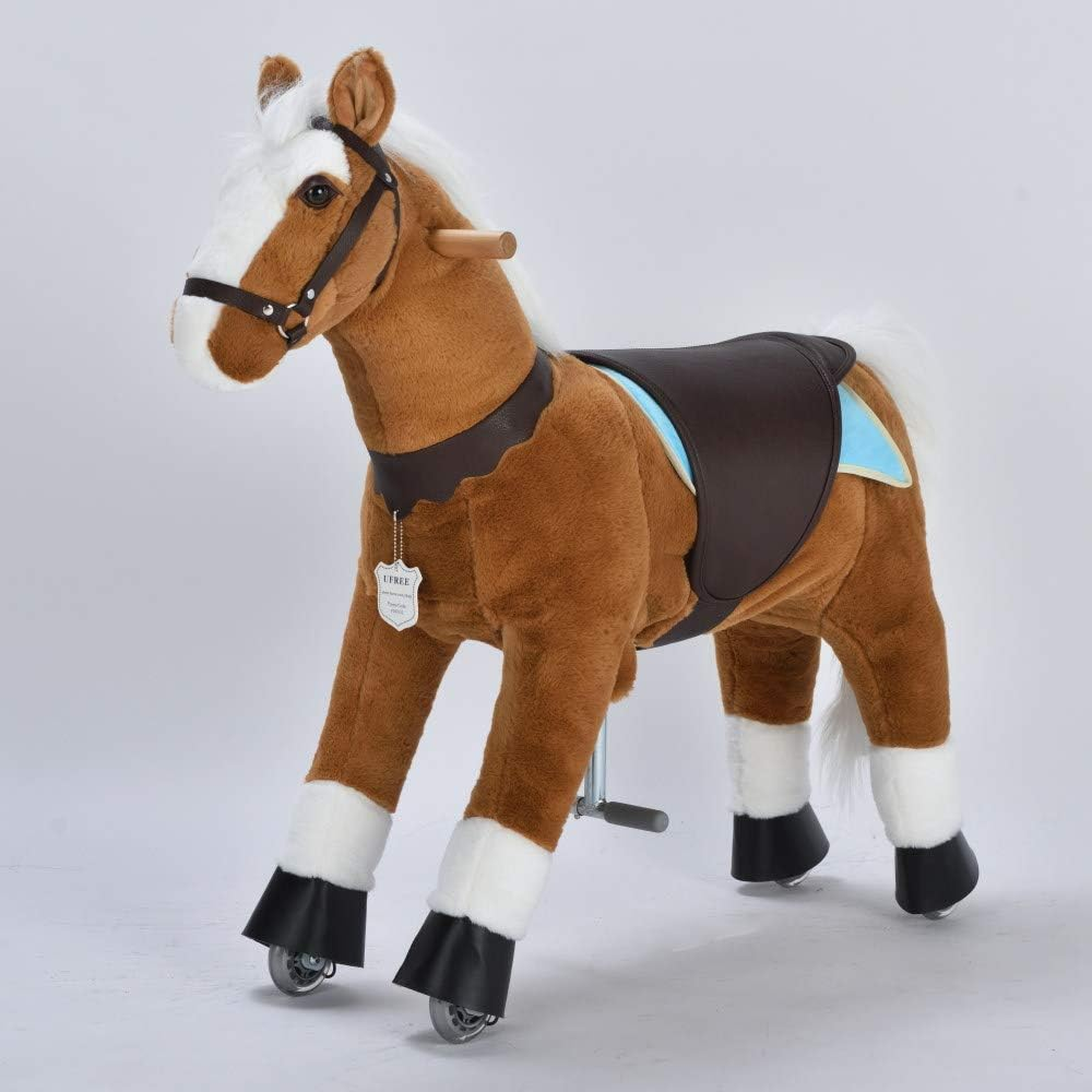 UFREE Horse Action Pony, Ride on Toy, Mechanical Moving Horse, Giddyup for Children 4 to 9 Years Old, Height 93Cm (White Mane & Tail) image number 1