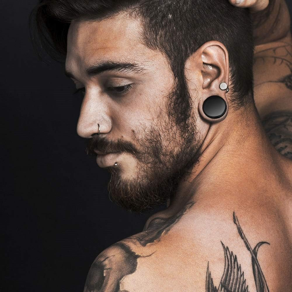 Pierced Owl - Natural Black Obsidian Stone Double Flared Plug Gauges, Sold as a Pair image number 2