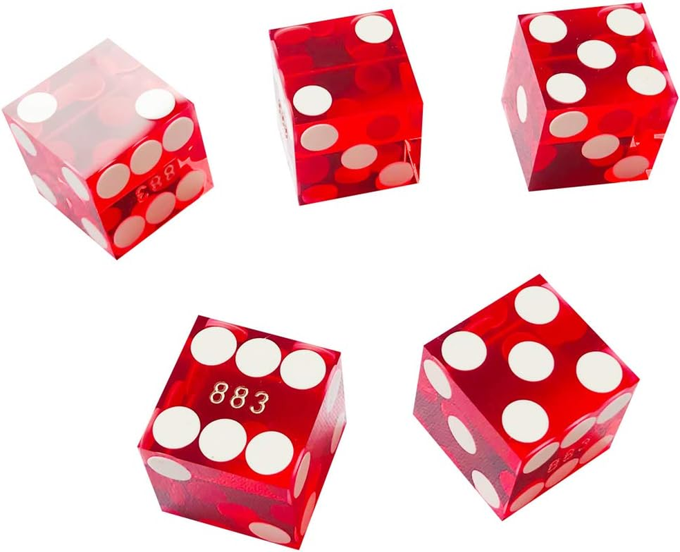Yuanhe Set of 5 Grade AAA Precision 19Mm Serialized Casino Dice with Razor Edges and Corners