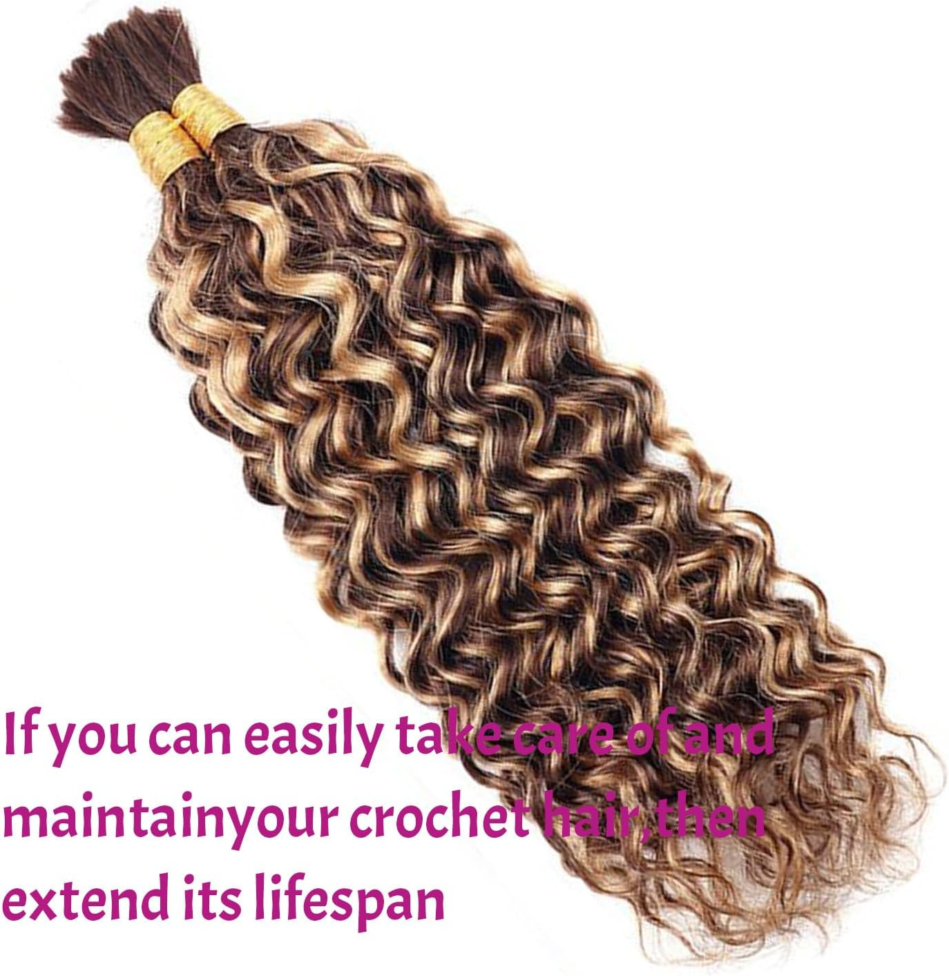 Daimer Ombre Human Braiding Hair 20 Inch Water Wave Bulk Human Hair for Braiding 2 Bundles/Pack 100 G Brazilian 100% Unprocessed Bilk Human Hair Honey Blonde Braiding Hair for Boho Braids (4/27) image number 3