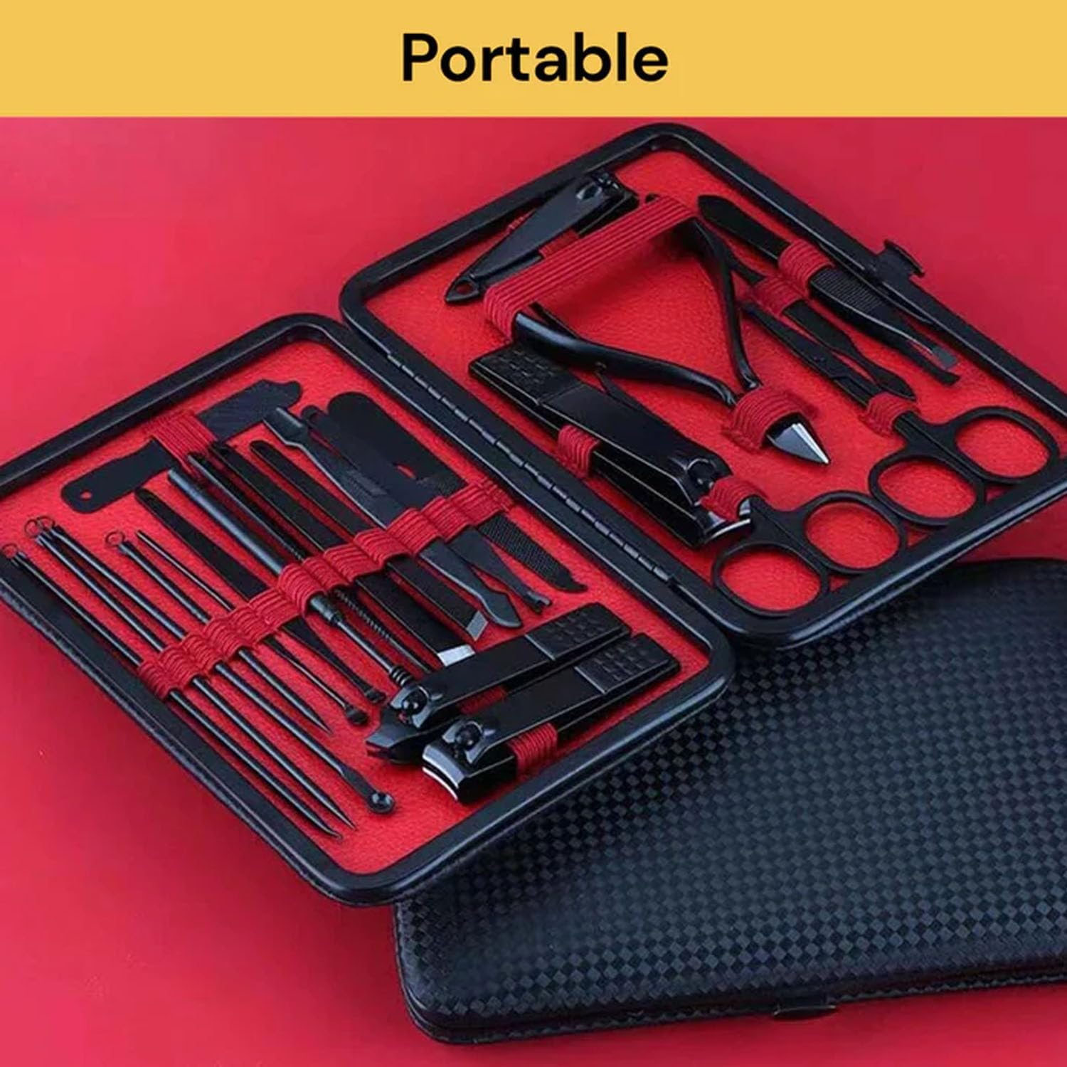 EZONEDEAL Manicure Pedicure Nail Clipper Set - 23 in 1 Stainless Steel Professional Manicure Pedicure Kit,Nail Kit with Black Travel Case image number 3