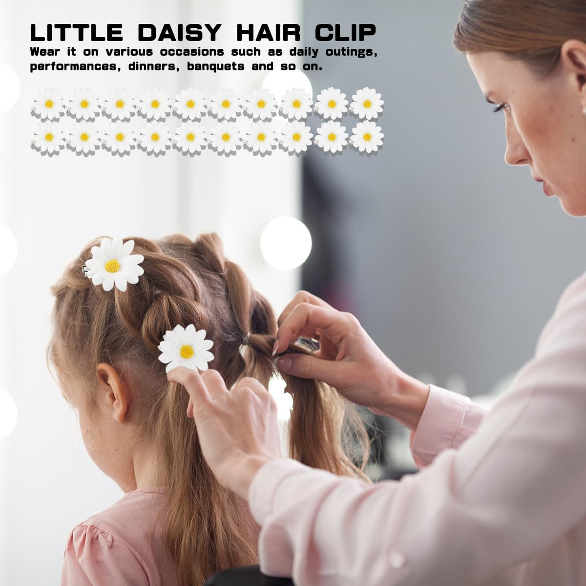 FERCAISH Pack of 20 Daisy Hair Clips, Cute Daisy Hairpin, Flower Hair Clip, White Sunflower Hair Accessories, Daisy Hair Clip for Women Girls image number 1