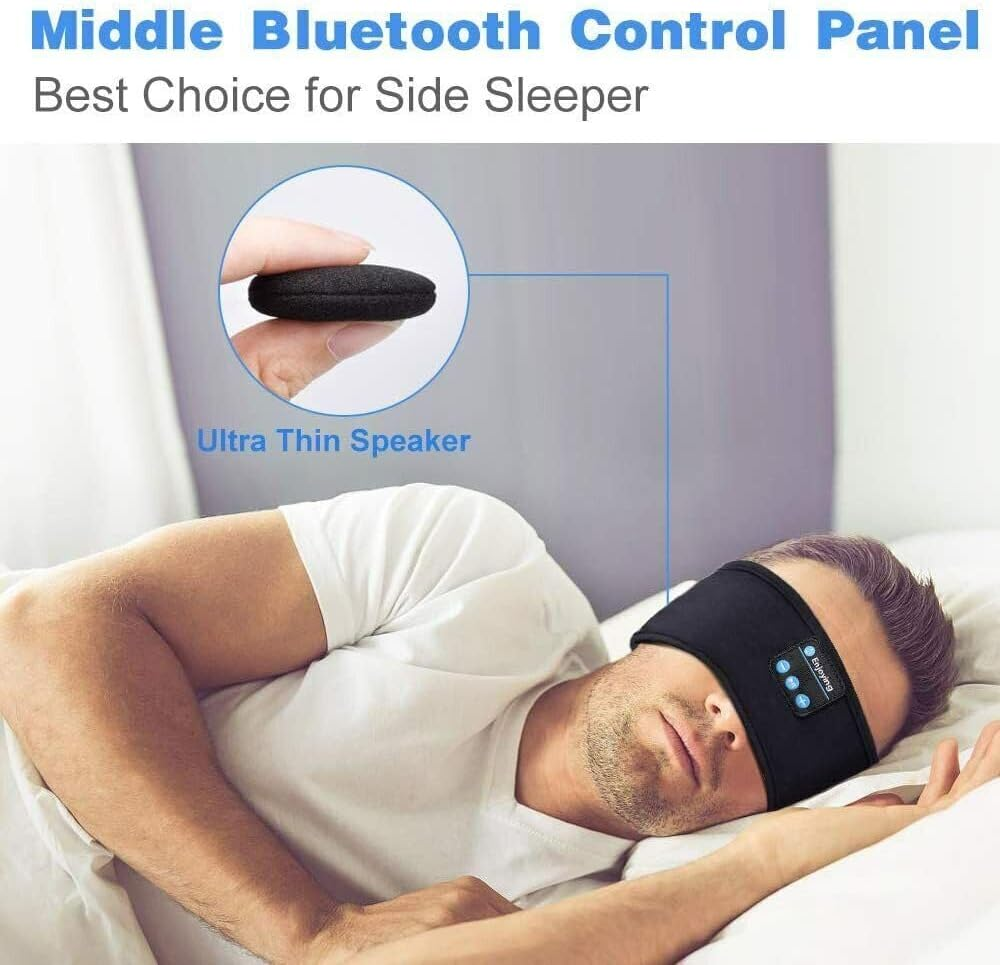 Tootoo Wireless Bluetooth 5.0 Stereo Eye Mask Headphones Earphone Sleep Music Headband (Black) image number 4