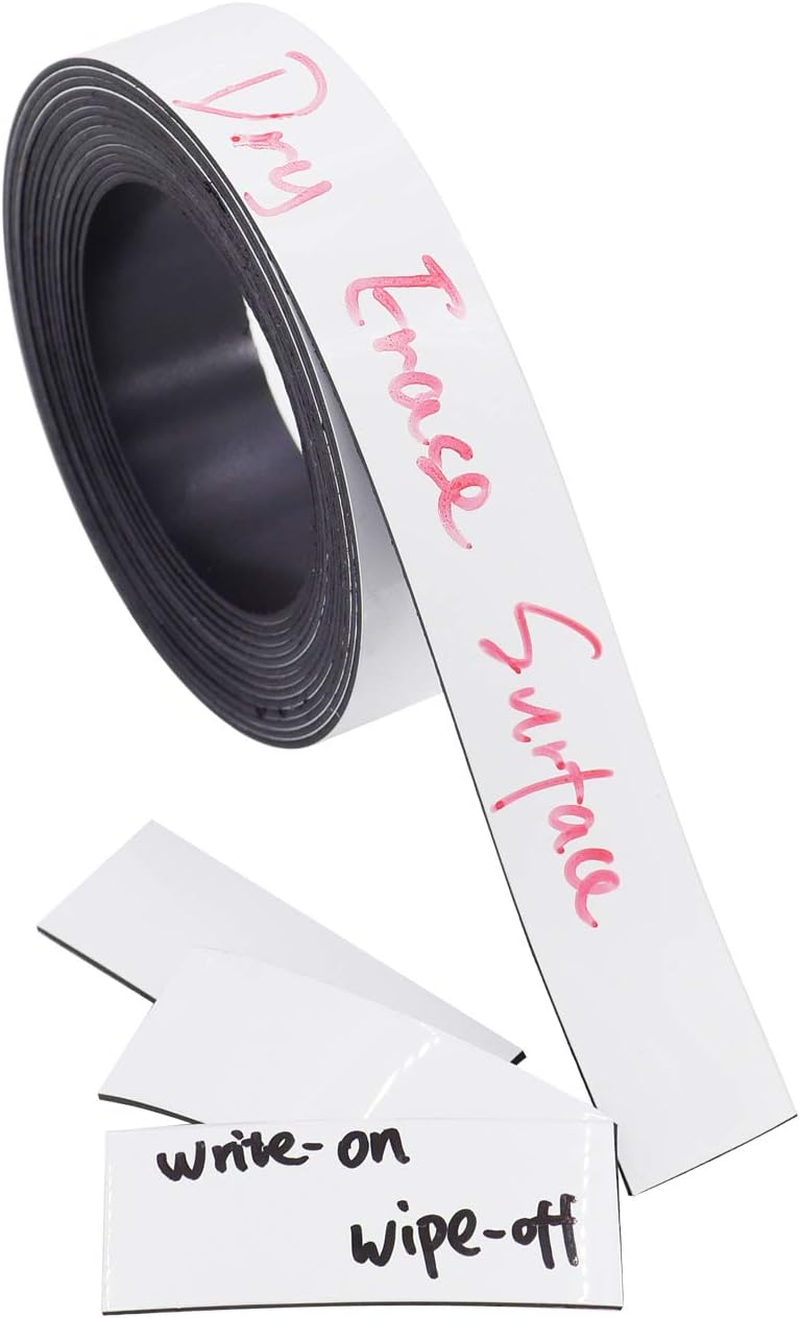 Dry Erase White Magnetic Tape 3/4-Inch by 10-Feet Flexible Magnet Strip Write on /