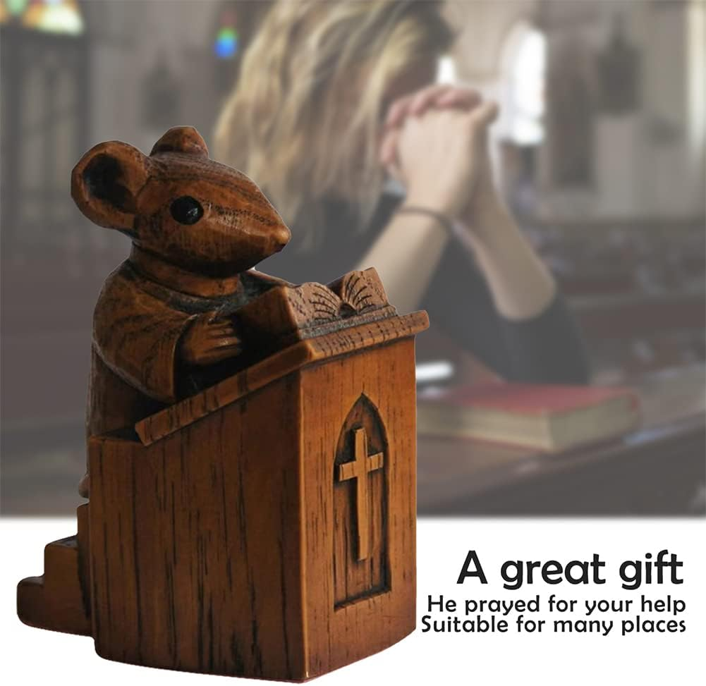 KASCLINO Church Mouse Statue, Priest Craft Ornament, Church Choir Sculpture, Indoor and Outdoor Resin Sculpture, Decorations for All Weather Conditions(Brown) image number 5