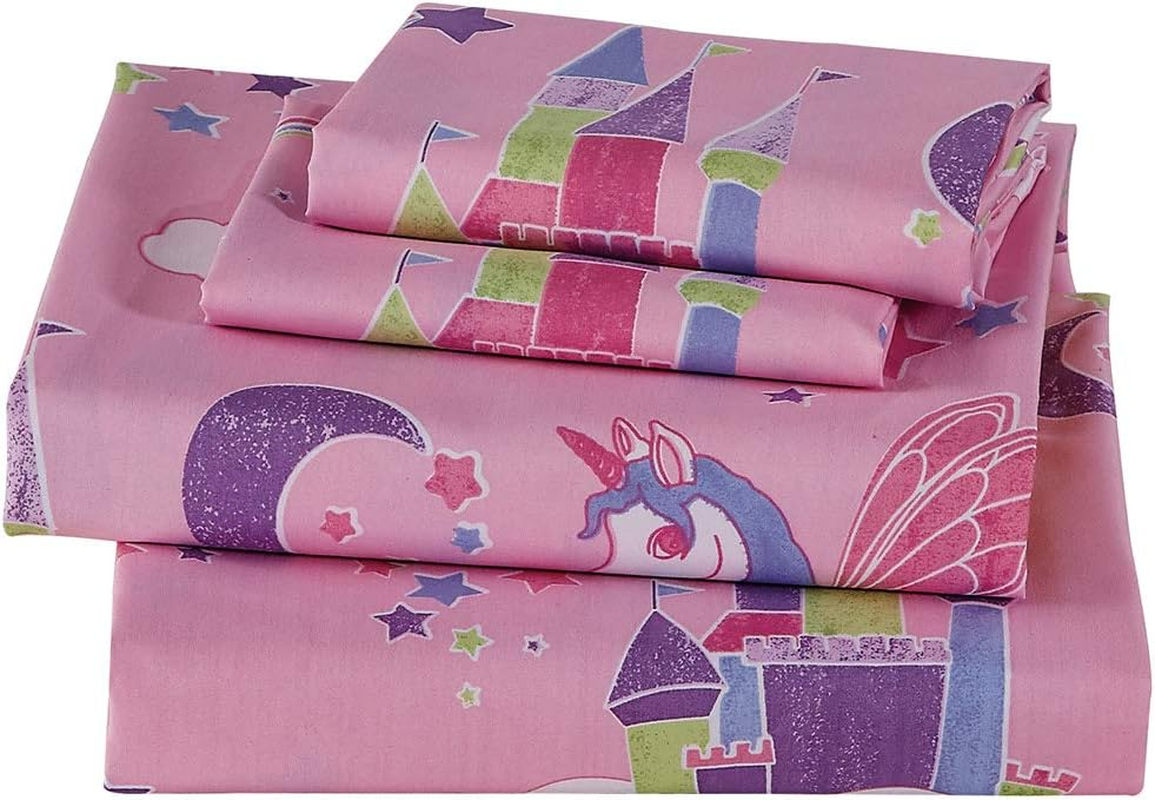 Kids Zone Home Linen Unicorn Castle Lavender 7Pc Full Comforter Set Multi-Color for Girls and Teen-Girls image number 1