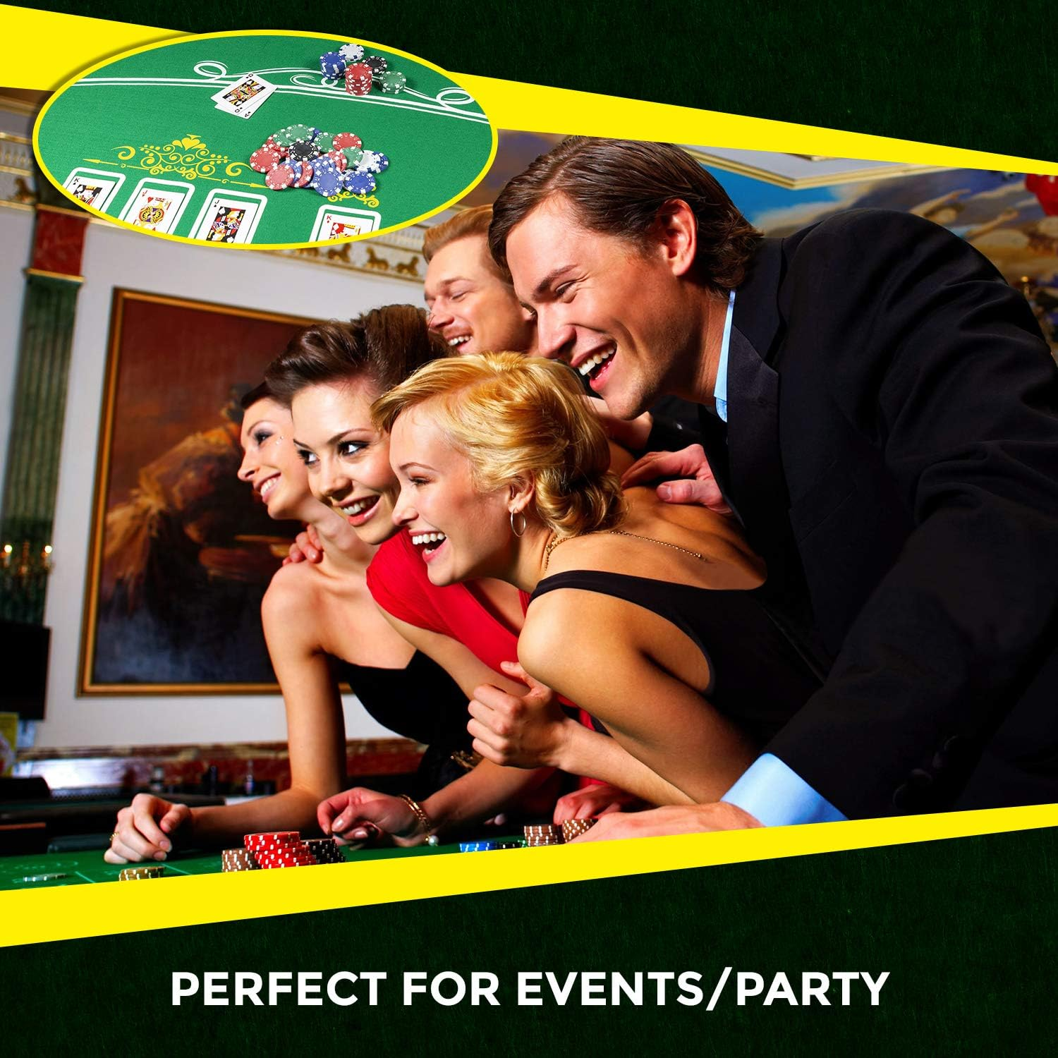 Game Room Heroes Tabletop Casino Felt for Texas Holdem Poker and Blackjack - Professional Grade Mat image number 6