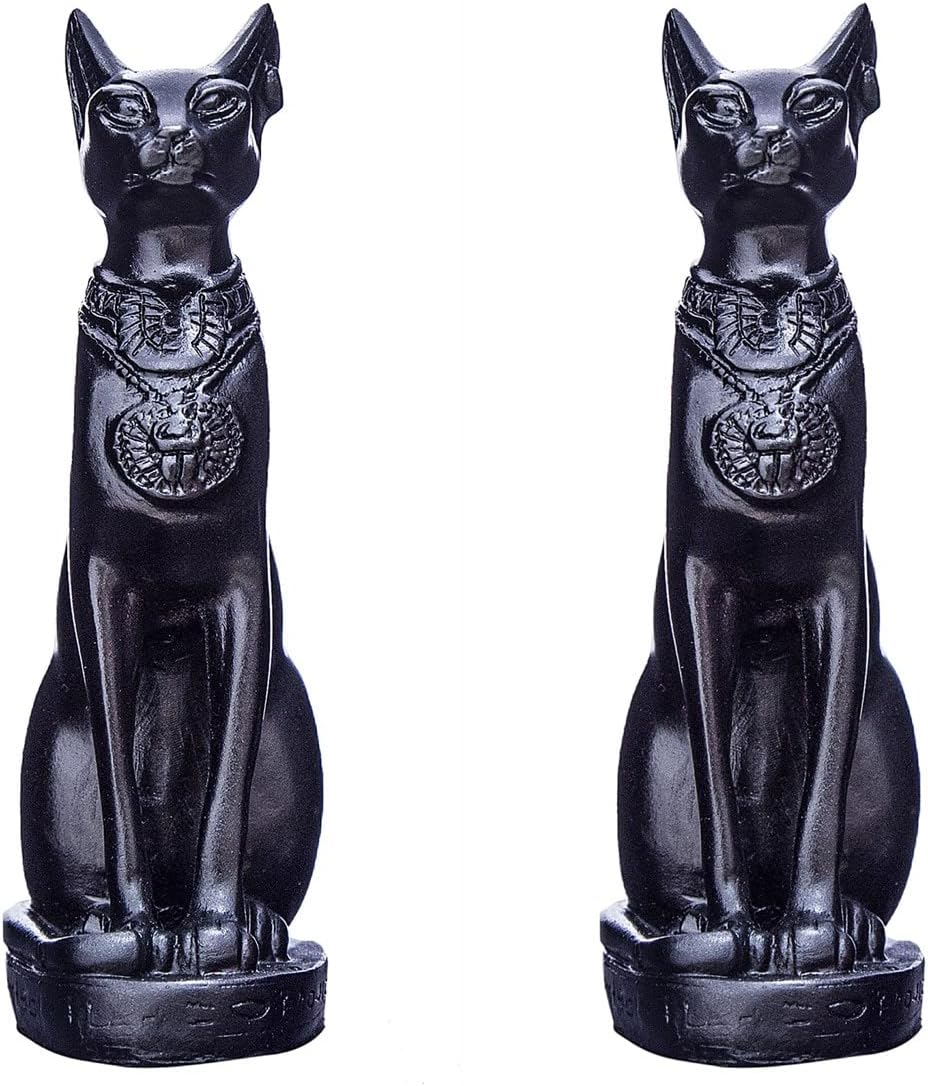 EASCHEER Egyptian Cat Goddess Bastet Statue 2PCS Collectibles Figurine Animal Statues Egyptian D&eacute;cor(4.2 Inches Black) - Black image number 6